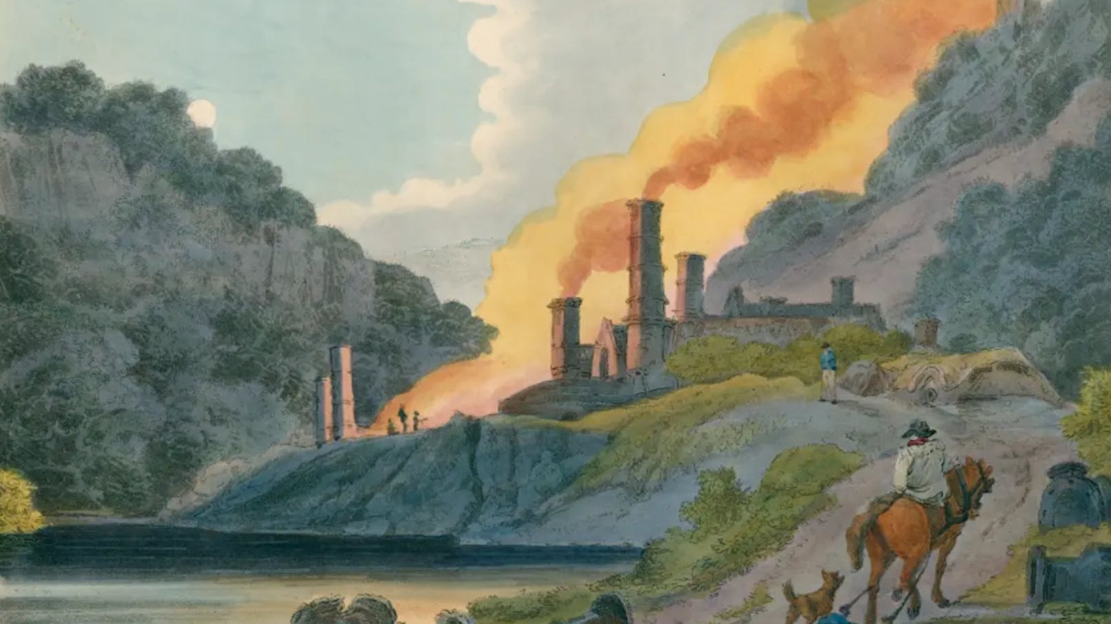 Störung der Idylle: Hochöfen nahe der britischen "Wiege der Industrie", Coalbrookdale.