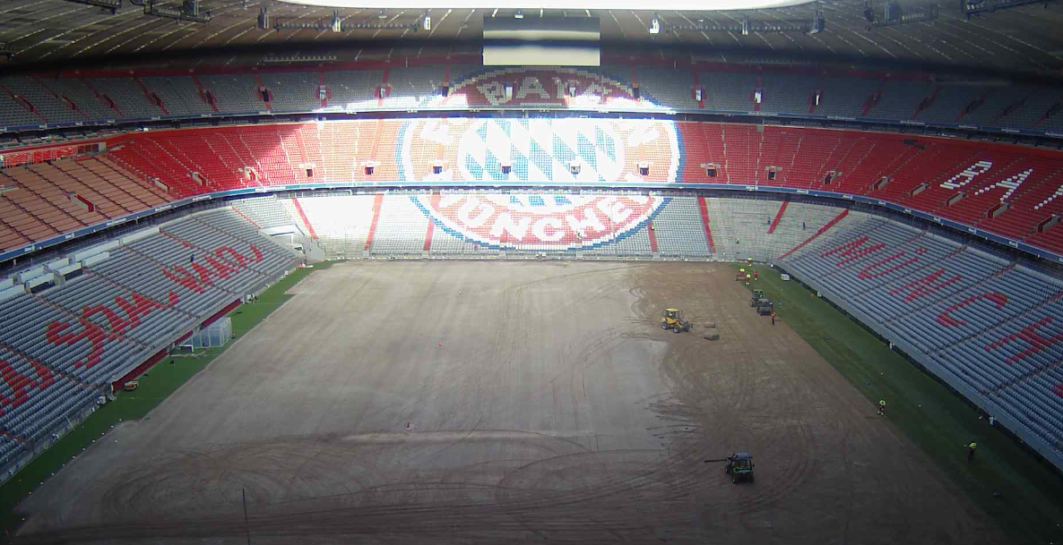 Blick auf das Bayern-Stadion vier Tage vor dem Augsburg-Heimspiel