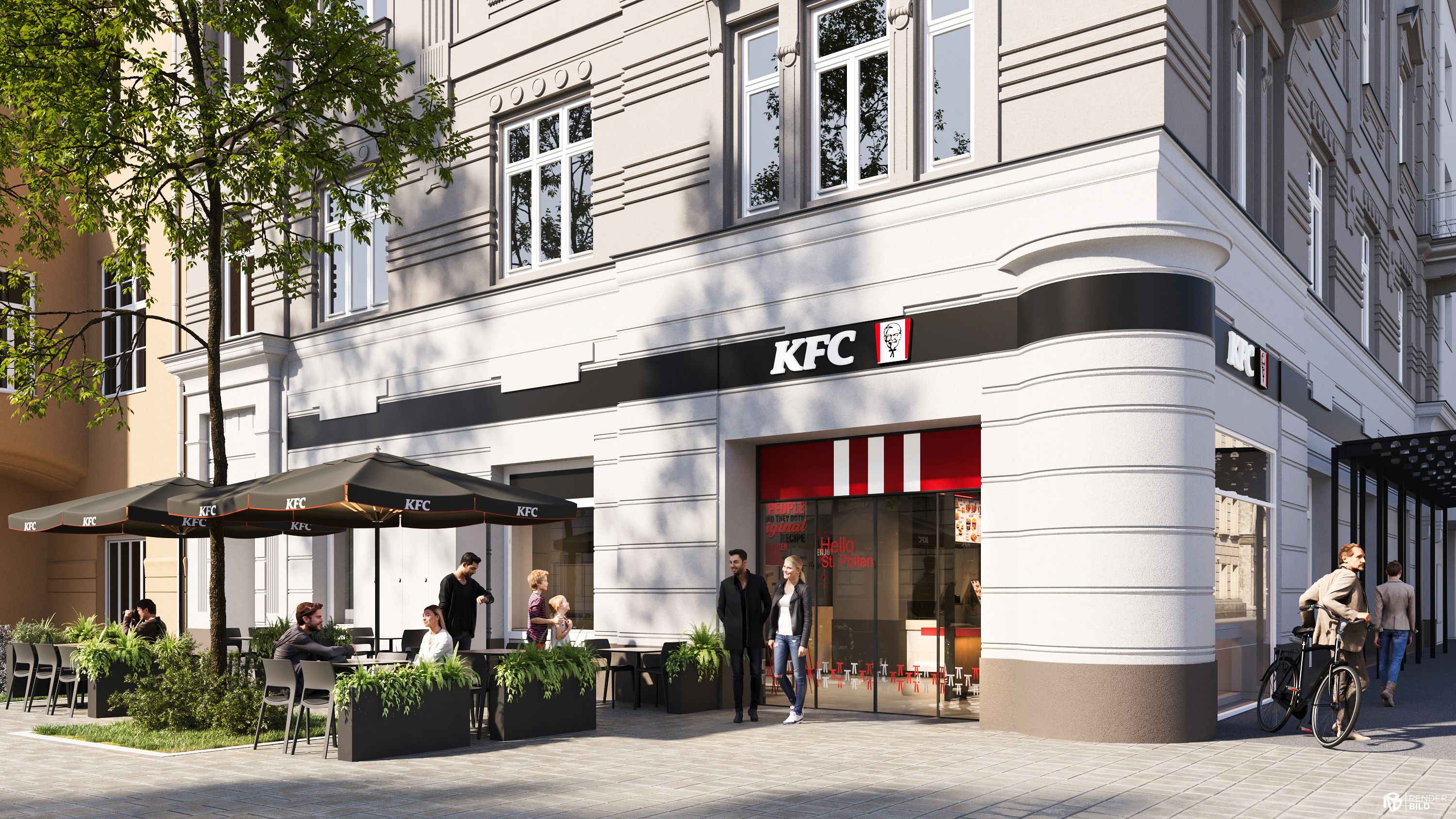 Der KFC im Herzen St. Pöltens lockt mit über 130 Sitzplätzen und eigenem Schanigarten.