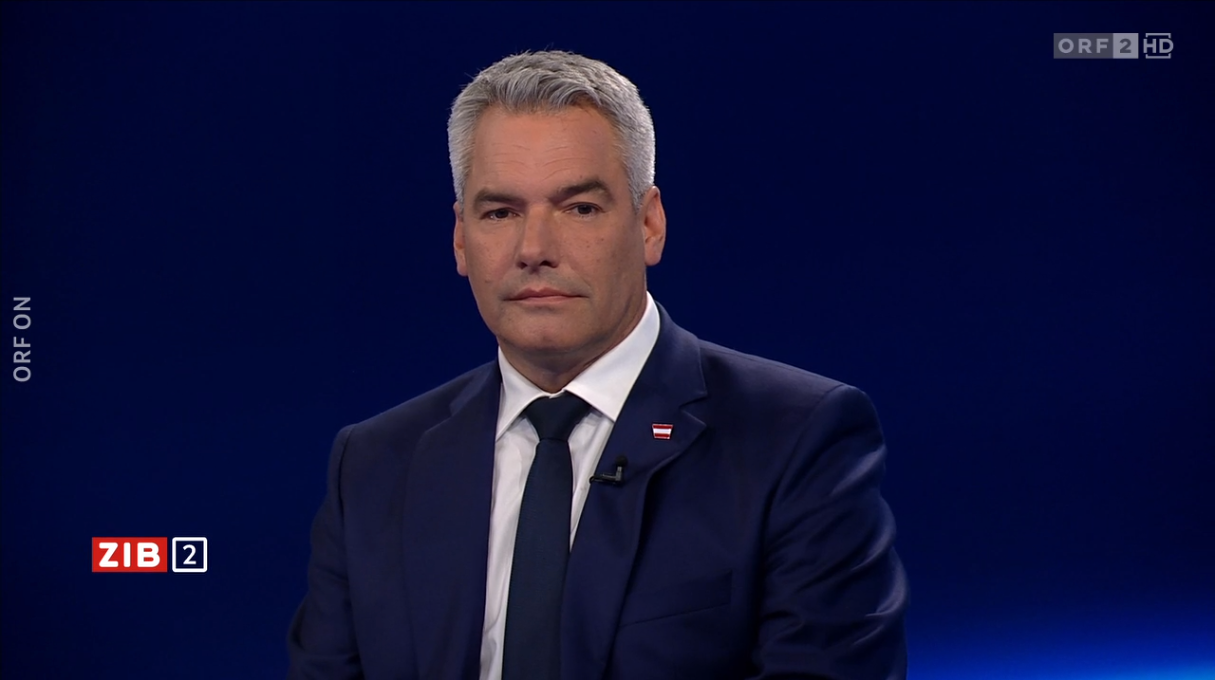 ÖVP-Bundeskanzler Karl Nehammer am Montagabend in der ORF-