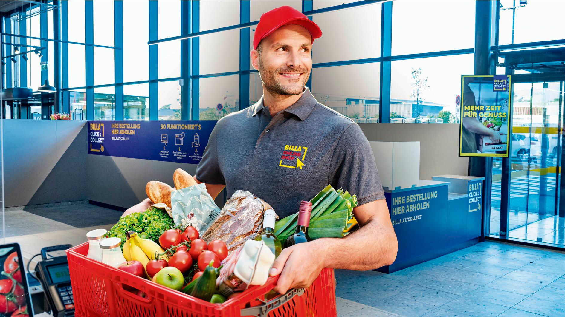 Abholung statt Zustellung: Nur noch im Großraum Wien kommt der freundliche Mann vom Billa-Online-Shop.