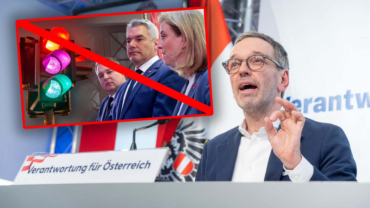 FPÖ-Chef Herbert Kickl tobt über die formende Austro-Ampel.