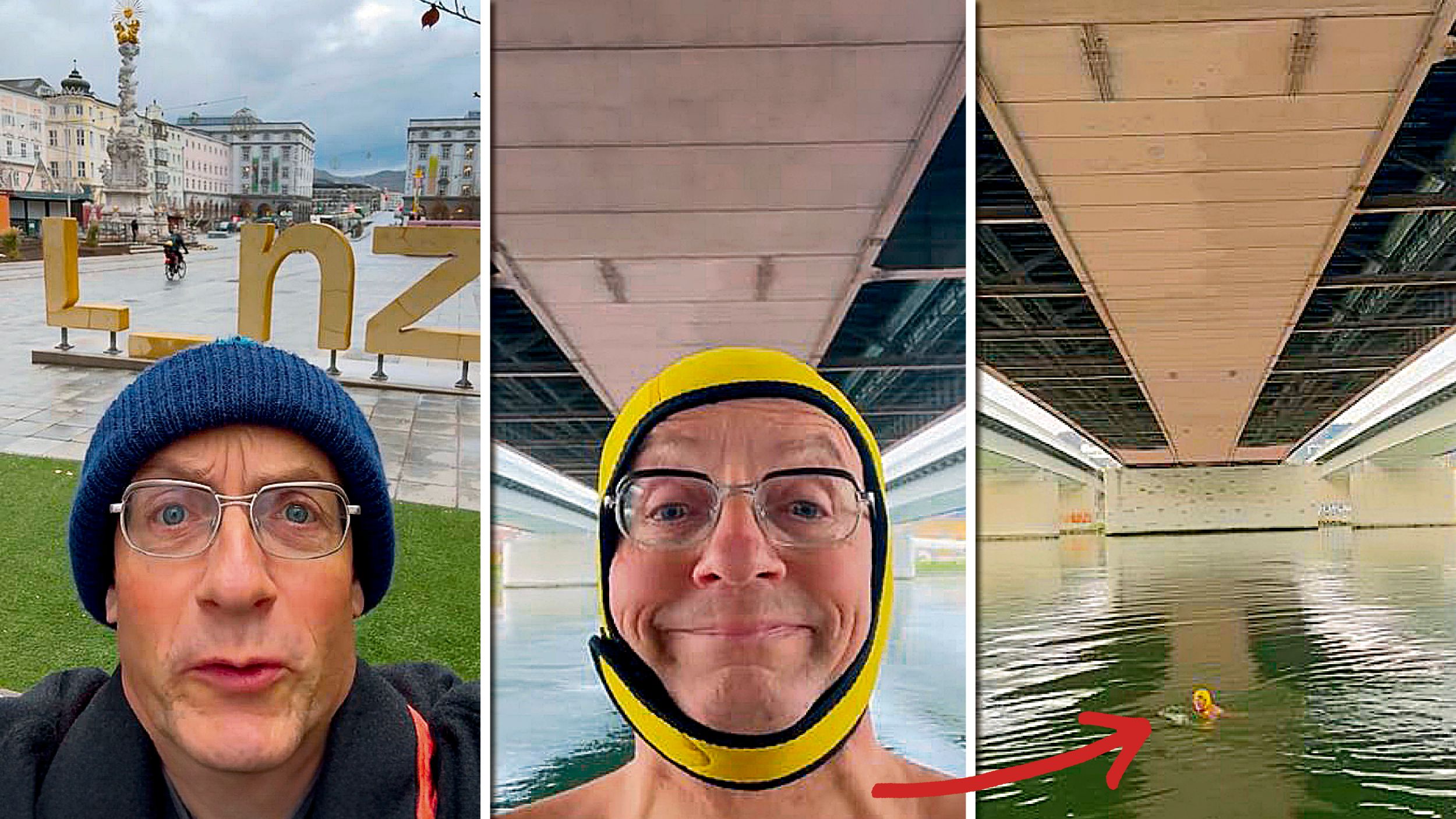 Für seinen 871. Badetag besuchte der Star-Comedian die oberösterreichische Hauptstadt.