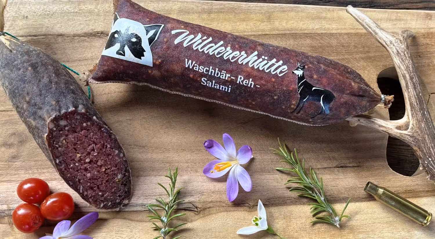 Waschbär-Reh-Salami der Wildererhütte in Deutschland.