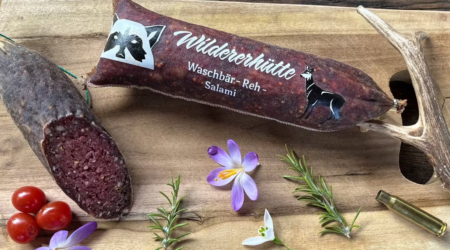 Waschbär-Reh-Salami der Wildererhütte in Deutschland.