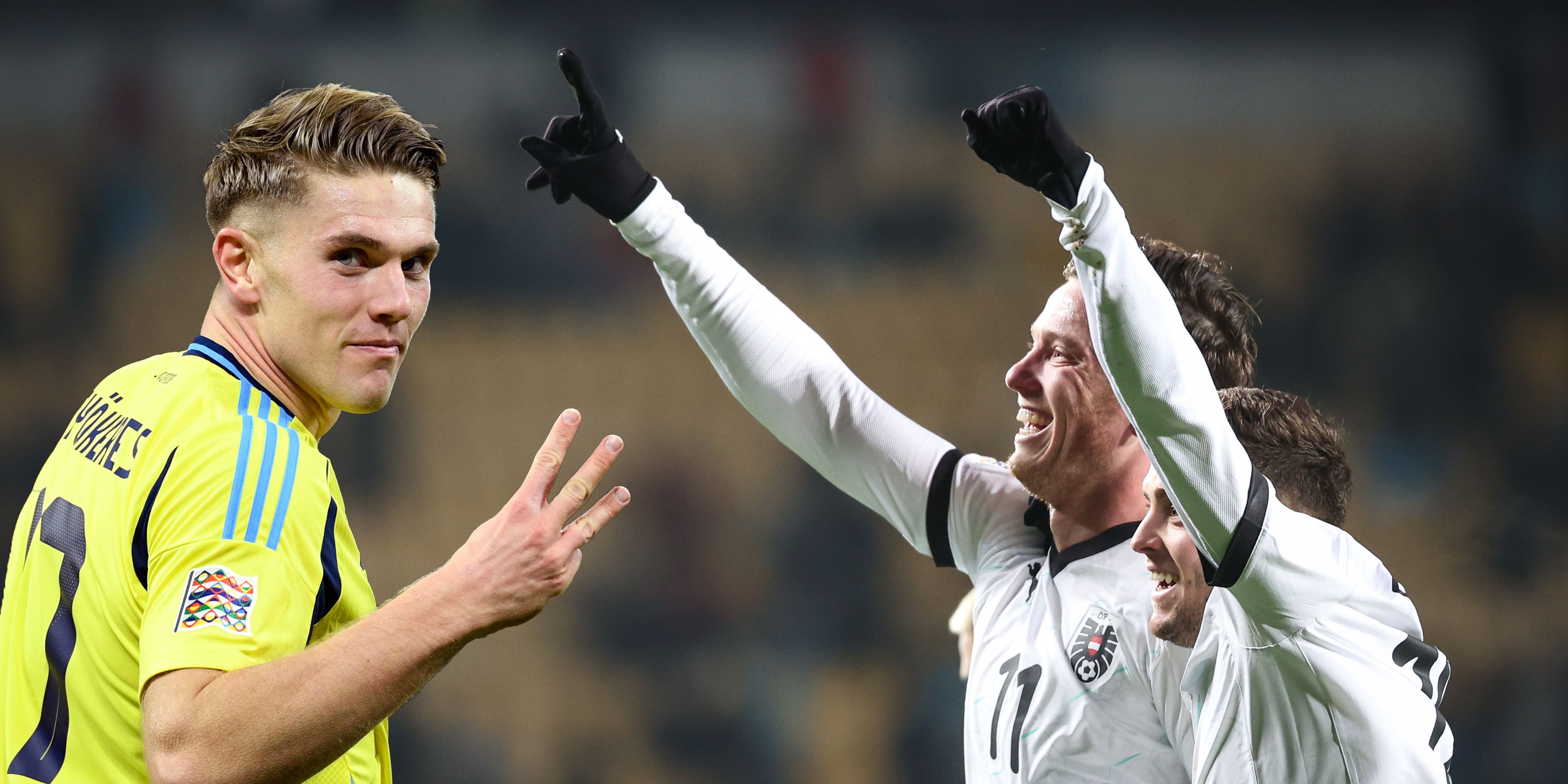 Schweden Top-Torjäger Gyökeres (l.) weist dieselbe Trefferquote auf wie ÖFB-Edeljoker Gregoritsch.