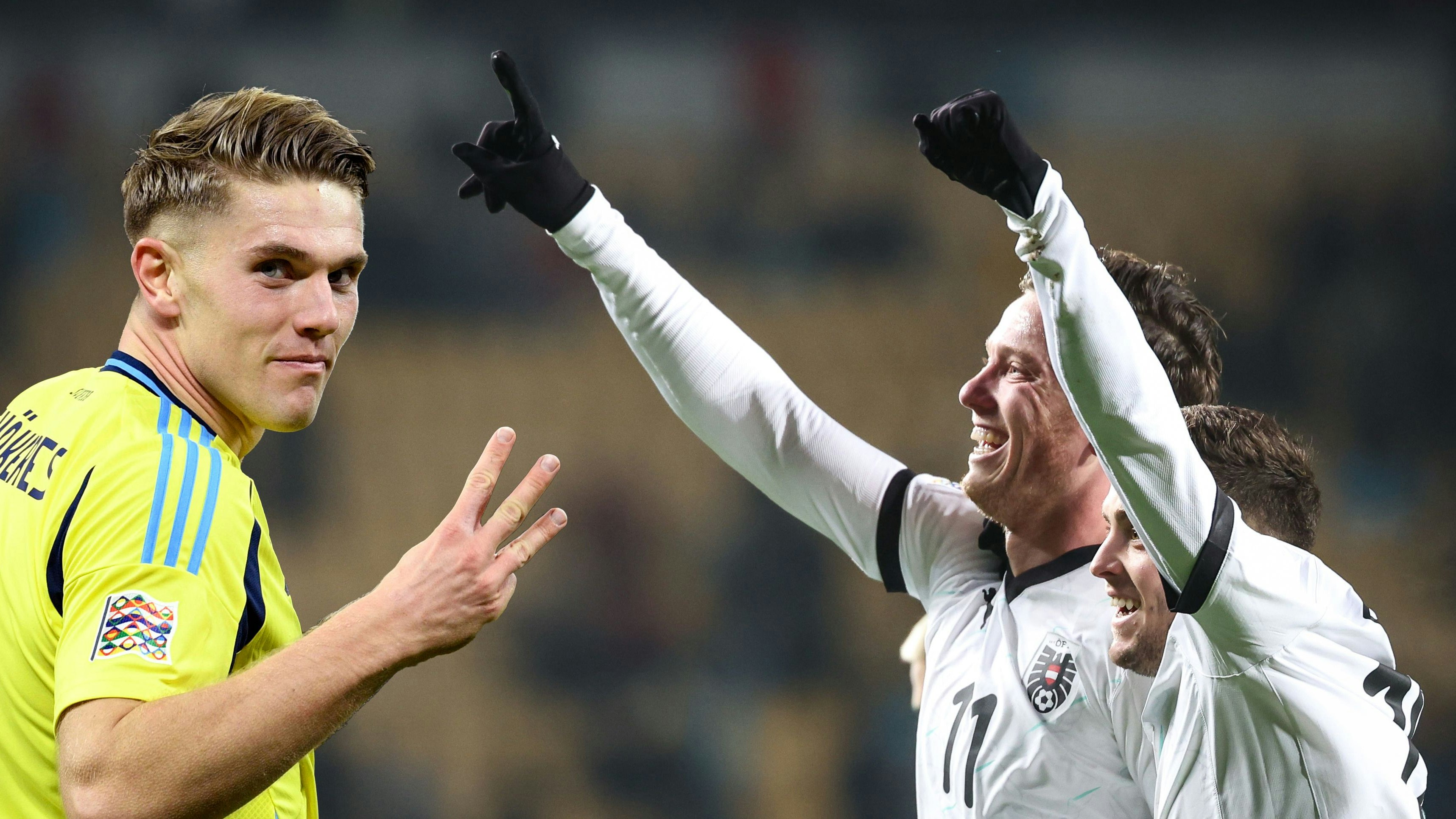 Schweden Top-Torjäger Gyökeres (l.) weist dieselbe Trefferquote auf wie ÖFB-Edeljoker Gregoritsch.