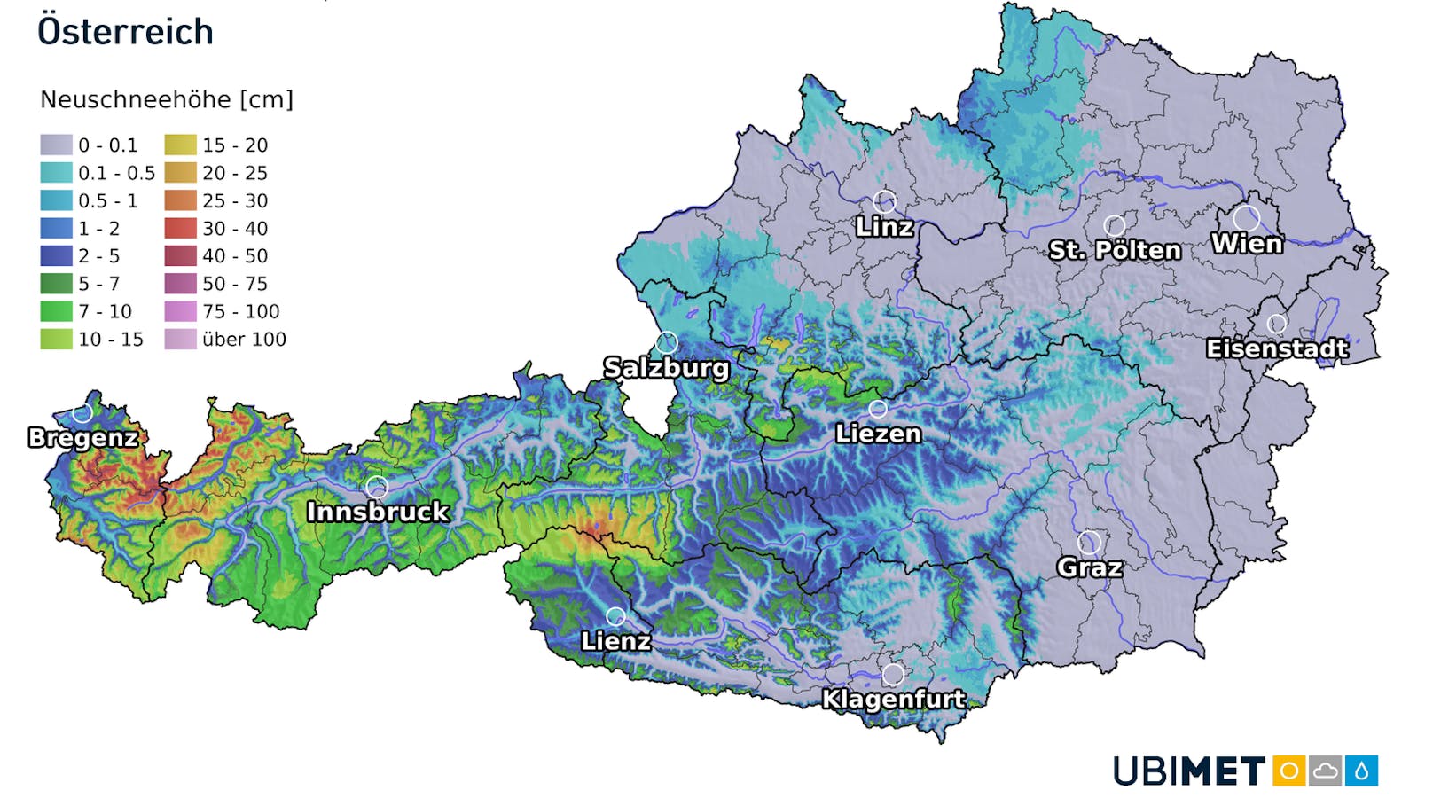 Neuschneesumme am 20. November 2024 zwischen 0 und 9 Uhr.