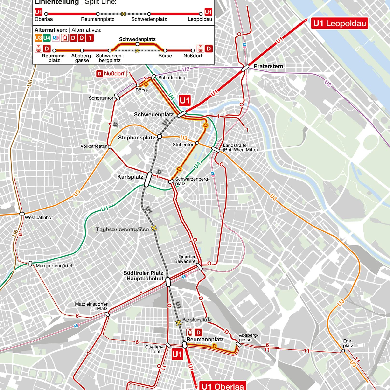 Ab Donnerstag gibt es einen Schienenersatzverkehr für die gesperrten Öffi-Stationen.