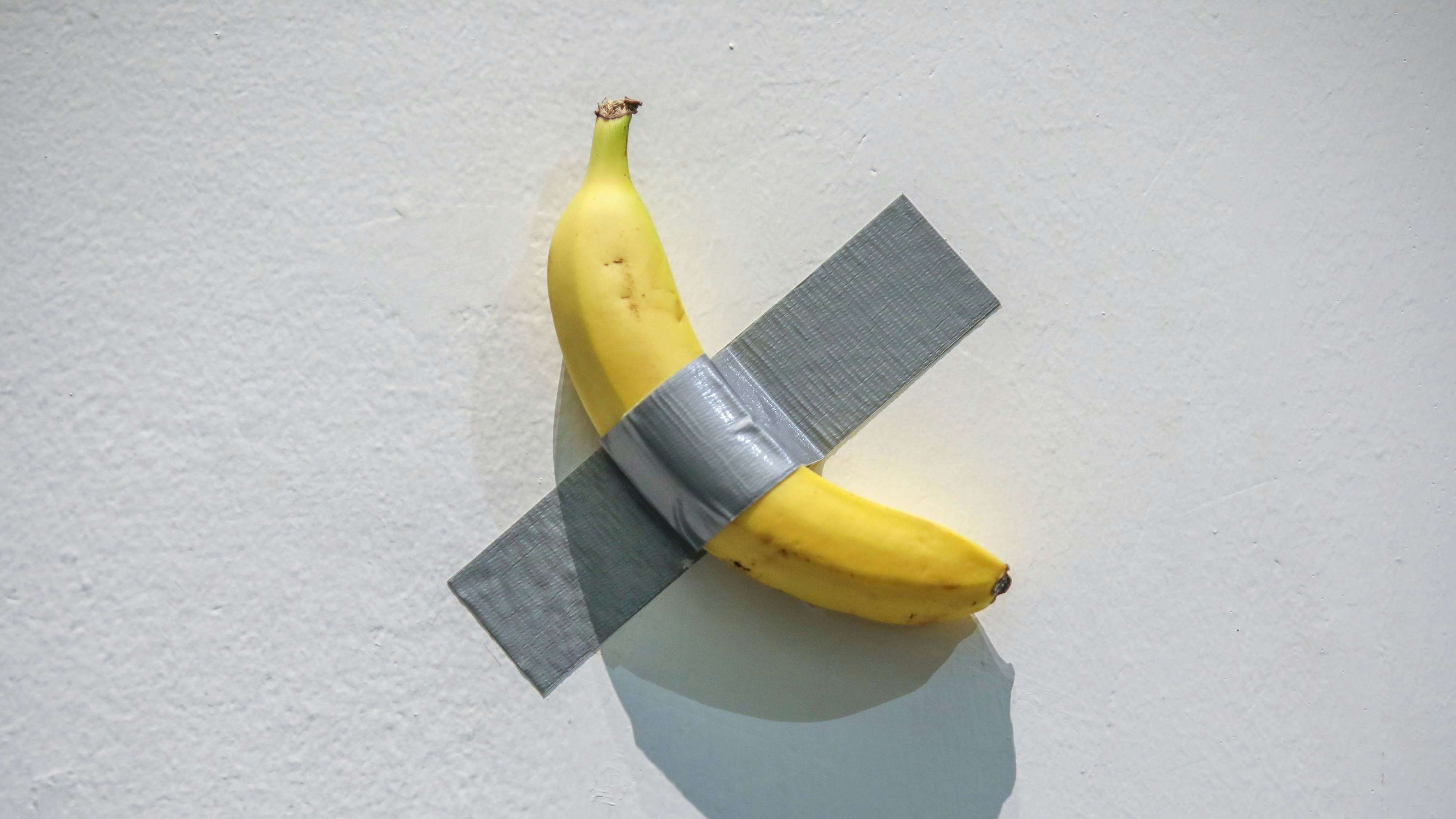 RECORD DATE NOT STATED  The art piece, Comedian  a banana duct taped to the wall is pictured at Maurizio Cattelan: The Last Judgment art exhibition at Beijing s Ullens Centre for Contemporary Art UCCA in Beijing, China, on Nov. 23, 2021. The first solo exhibition in China by Italian artist Maurizio Cattelan presents 29 works from his more than a three-decade-long career and runs from Nov. 20 until Feb. 20, 2022. 23NOV21 SCMP/Simon Song Beijing China EDITORIAL USE ONLY PUBLICATIONxNOTxINxCHNxJPNxTPE Copyright: xx 20211123fb99d600 SimonxSongx scmpphotostwo015145