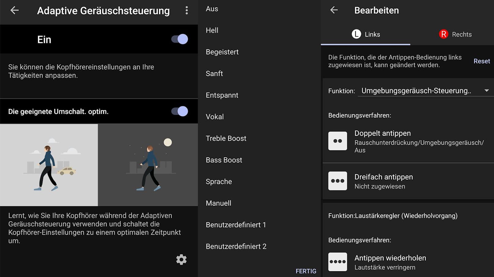 In der "Sound Connect"-App von Sony lassen sich Klangprofile anlegen und zahlreiche Funktionen anpassen.