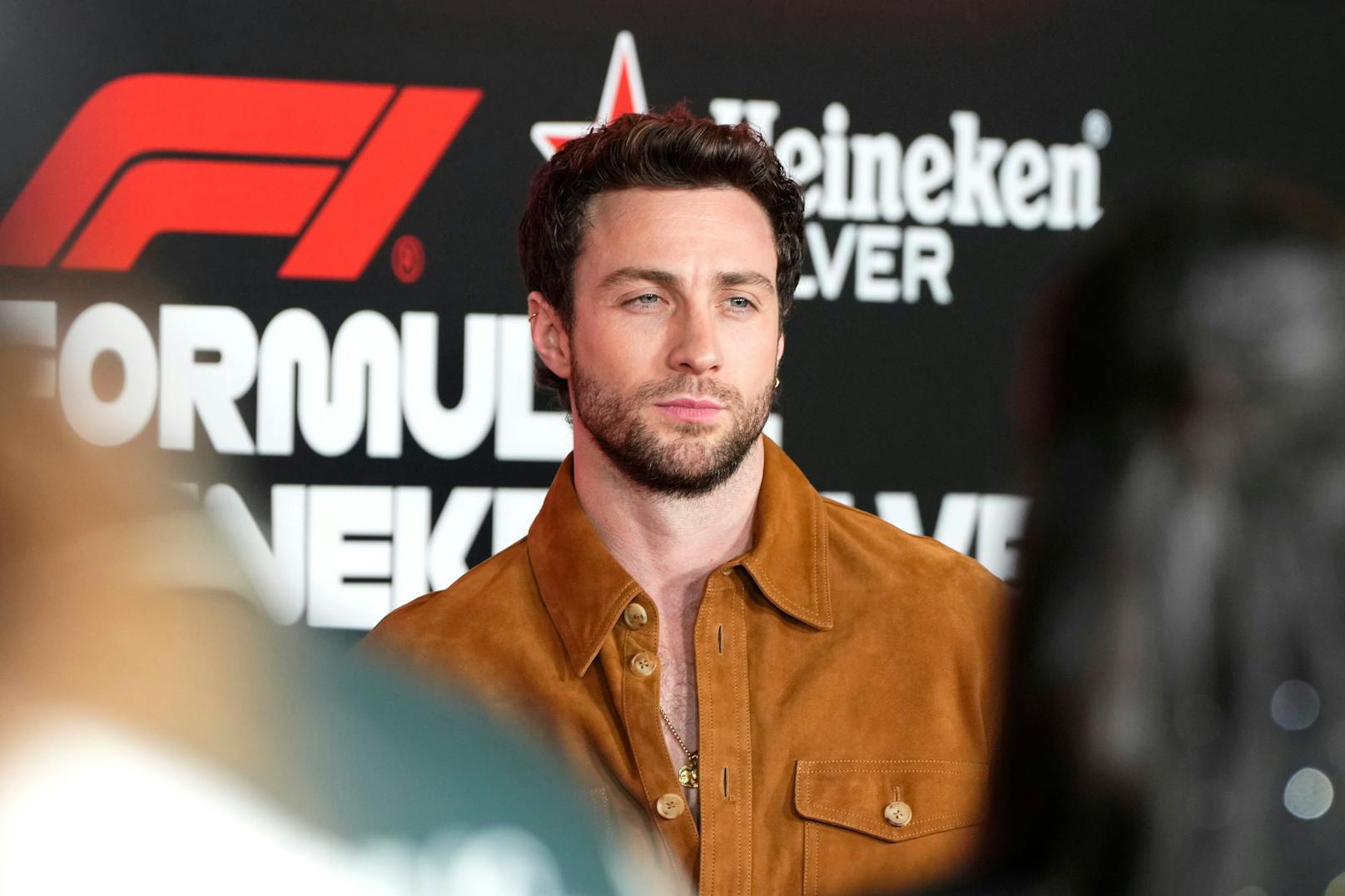 Aaron Taylor-Johnson kam auch zu einem "F1 Grand Prix of Las Vegas"-Event.