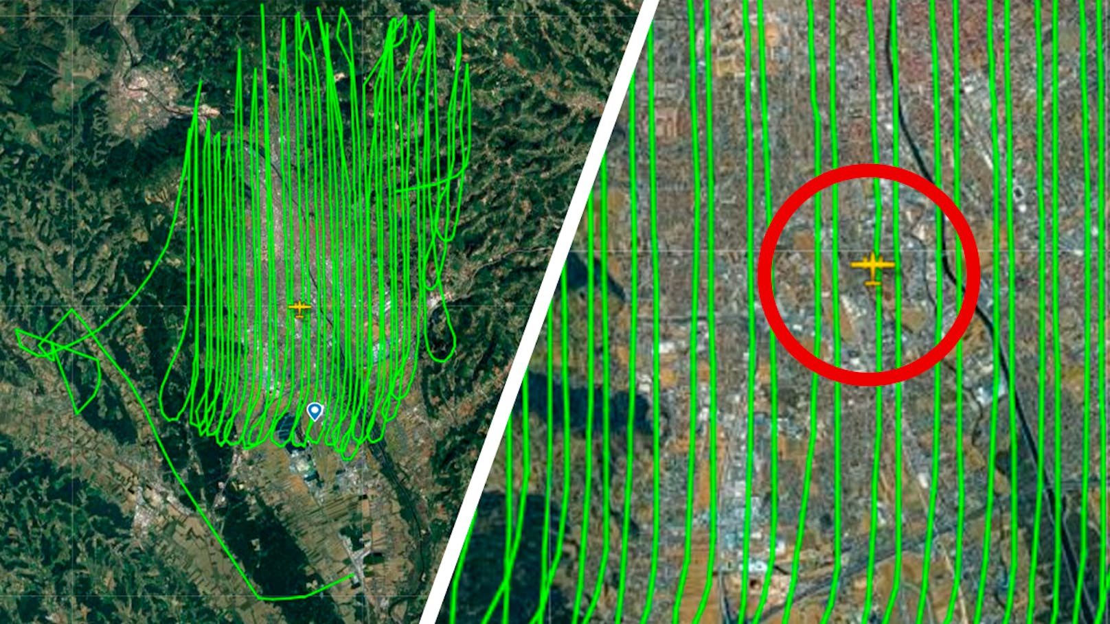 Stundenlanges Zick-Zack – Graz-Flieger gibt Rätsel auf
