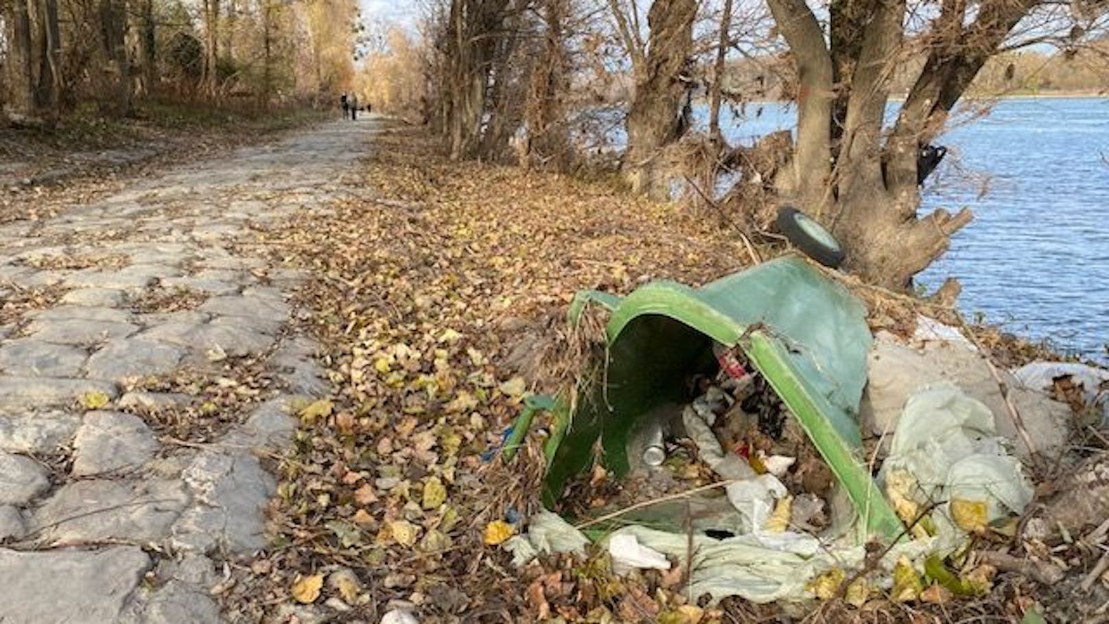 Das Hochwasser spülte Unmengen Müll ans Ufer der Pionierinsel in Klosterneuburg. Auch Wochen nach der Naturkatastrophe ist das Ufer noch gesäumt von Schrott und Plastik.