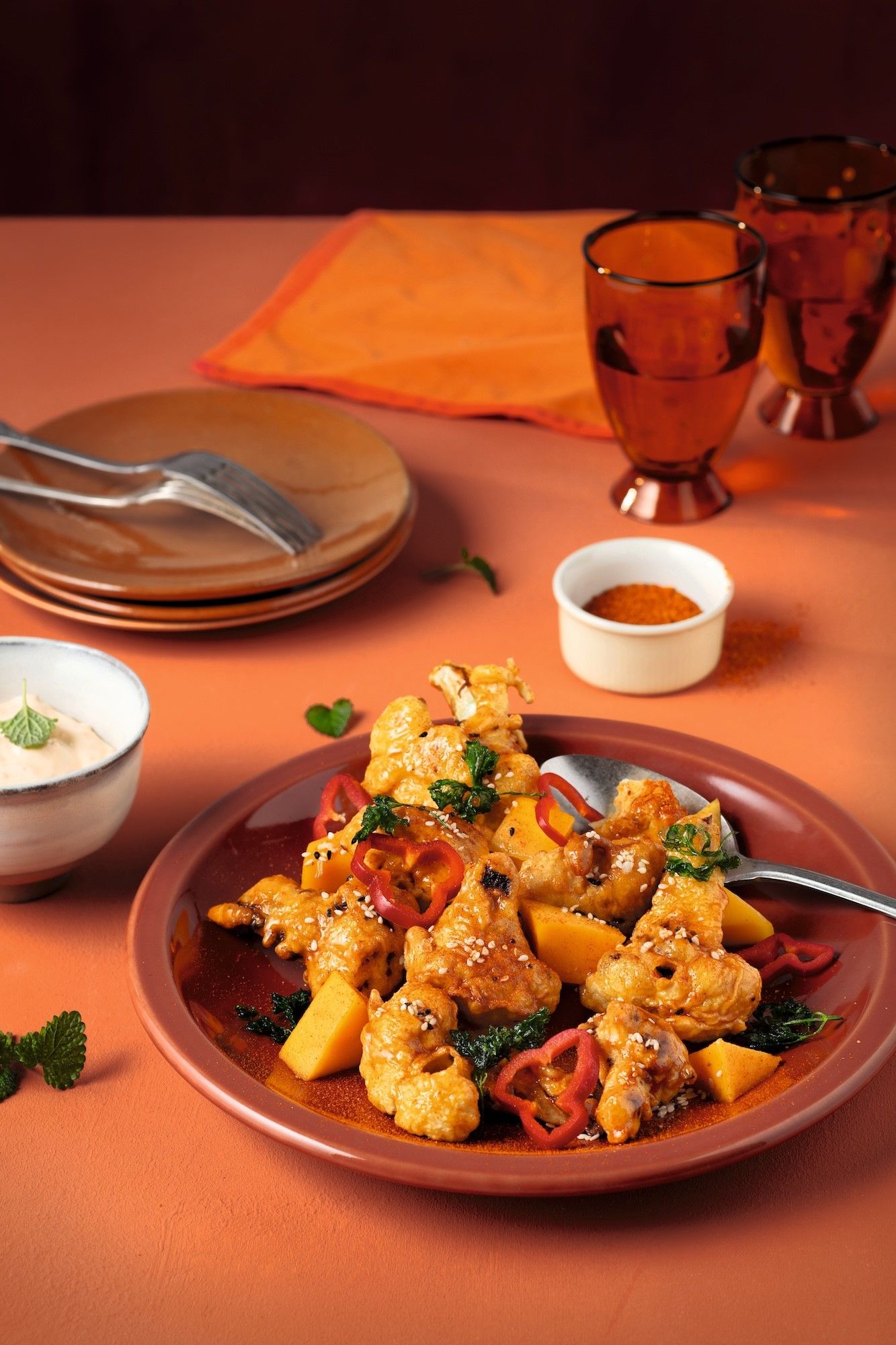 Karfiol-Wings mit Mango und Sesam: Als eine der beliebtesten Gemüsesorten erhält man Karfiol das ganze Jahr über.