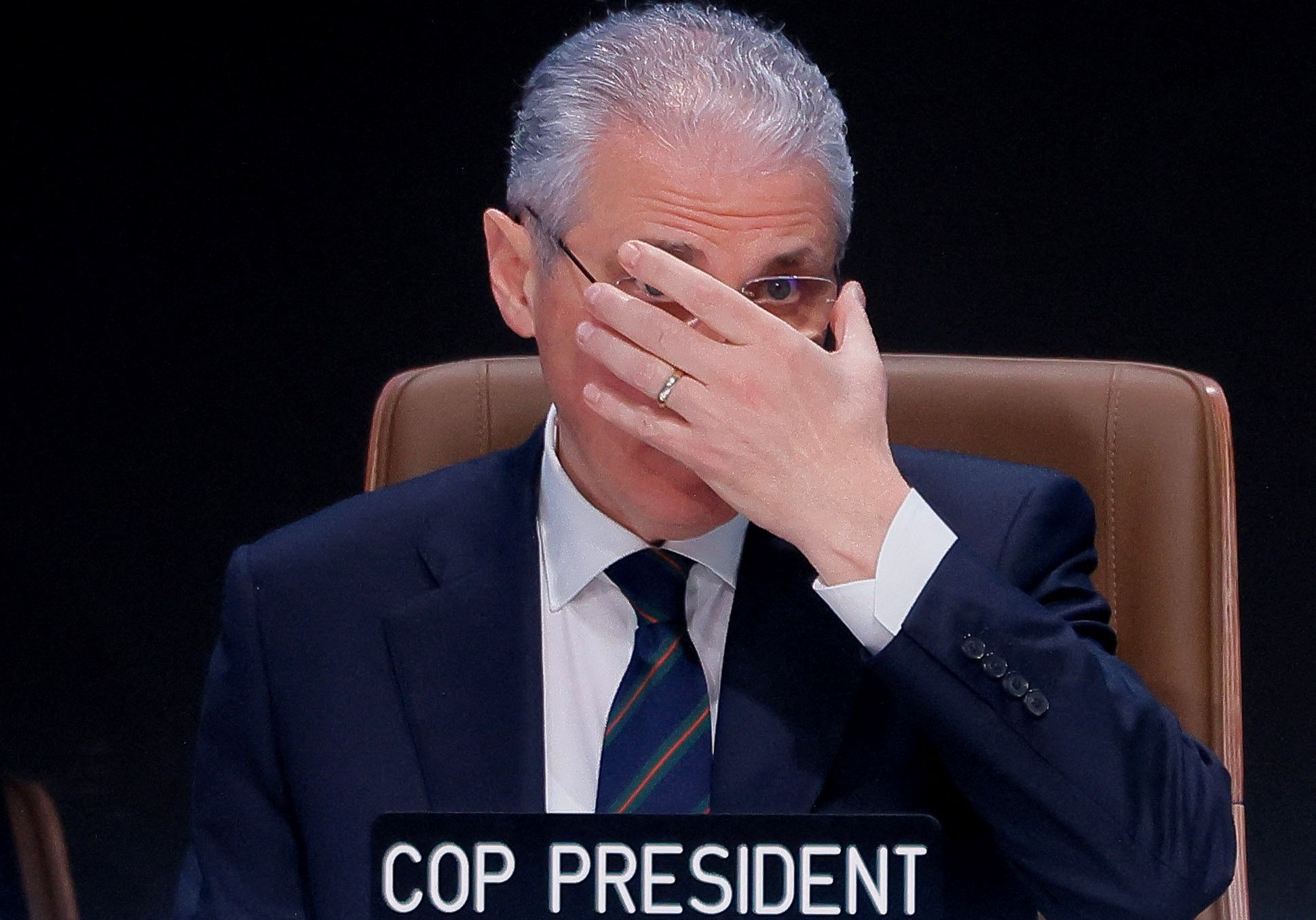 Trübe Aussichten: COP29-Präsident Mukhtar Babayev am Ende des weitgehend erfolglosen UN-Klimagipfels in Baku (Aserbaidschan).