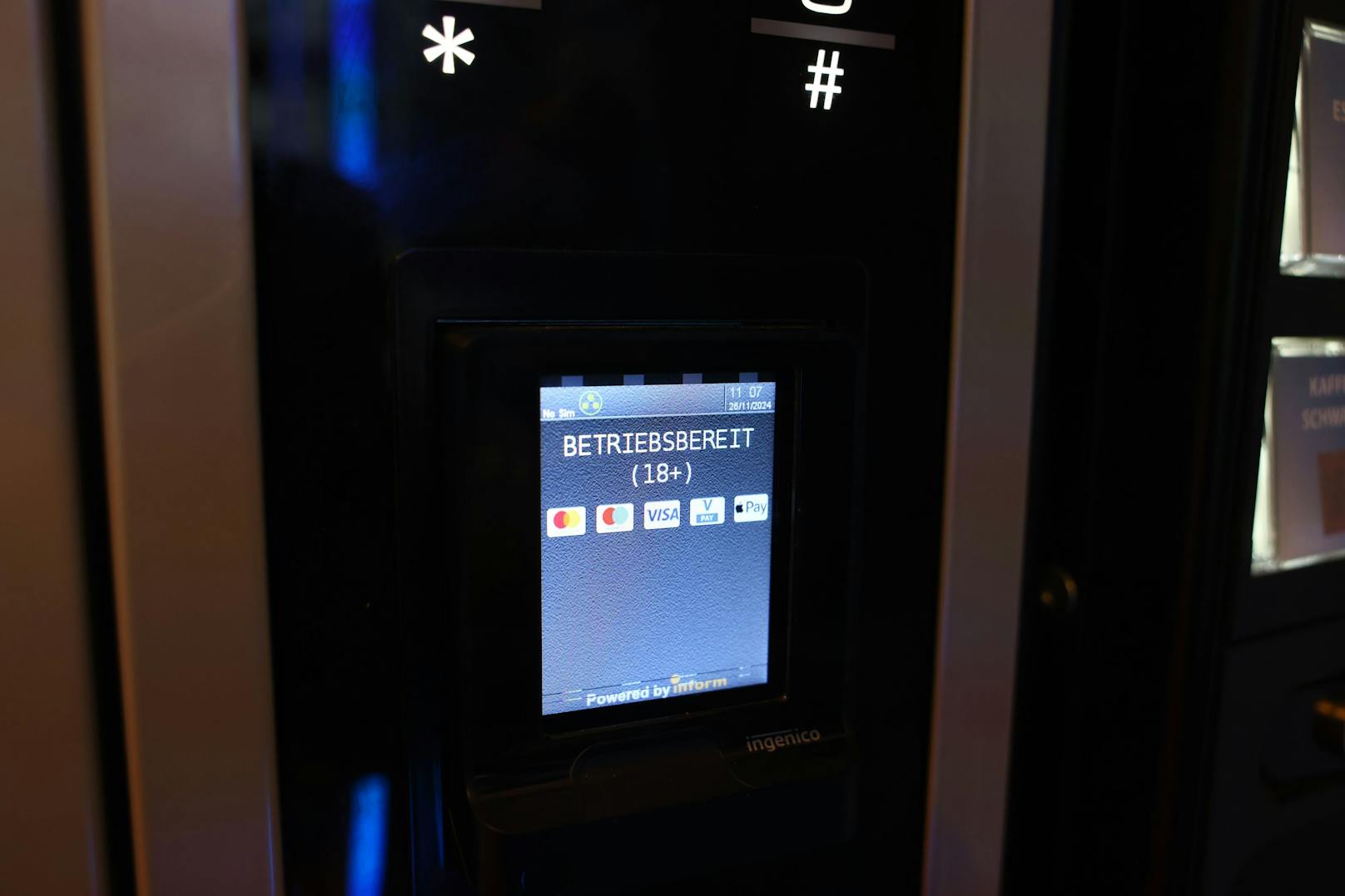 Der Automat ist mit Bankomat- und Kreditkartensystem ausgestattet – somit können mit der Karte der Eltern problemlos Drogen gekauft werden!