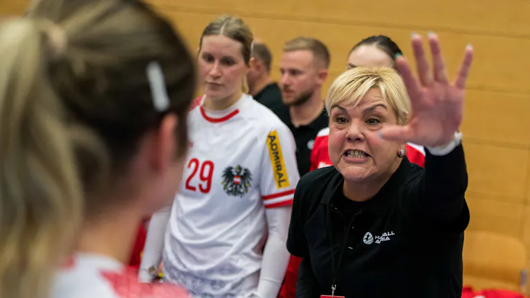 Handball team during a match