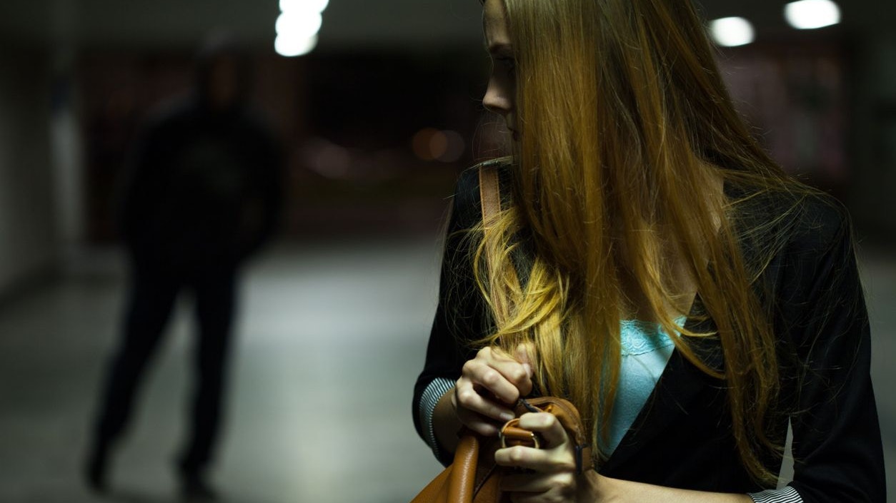 Horizontal view of a danger at night