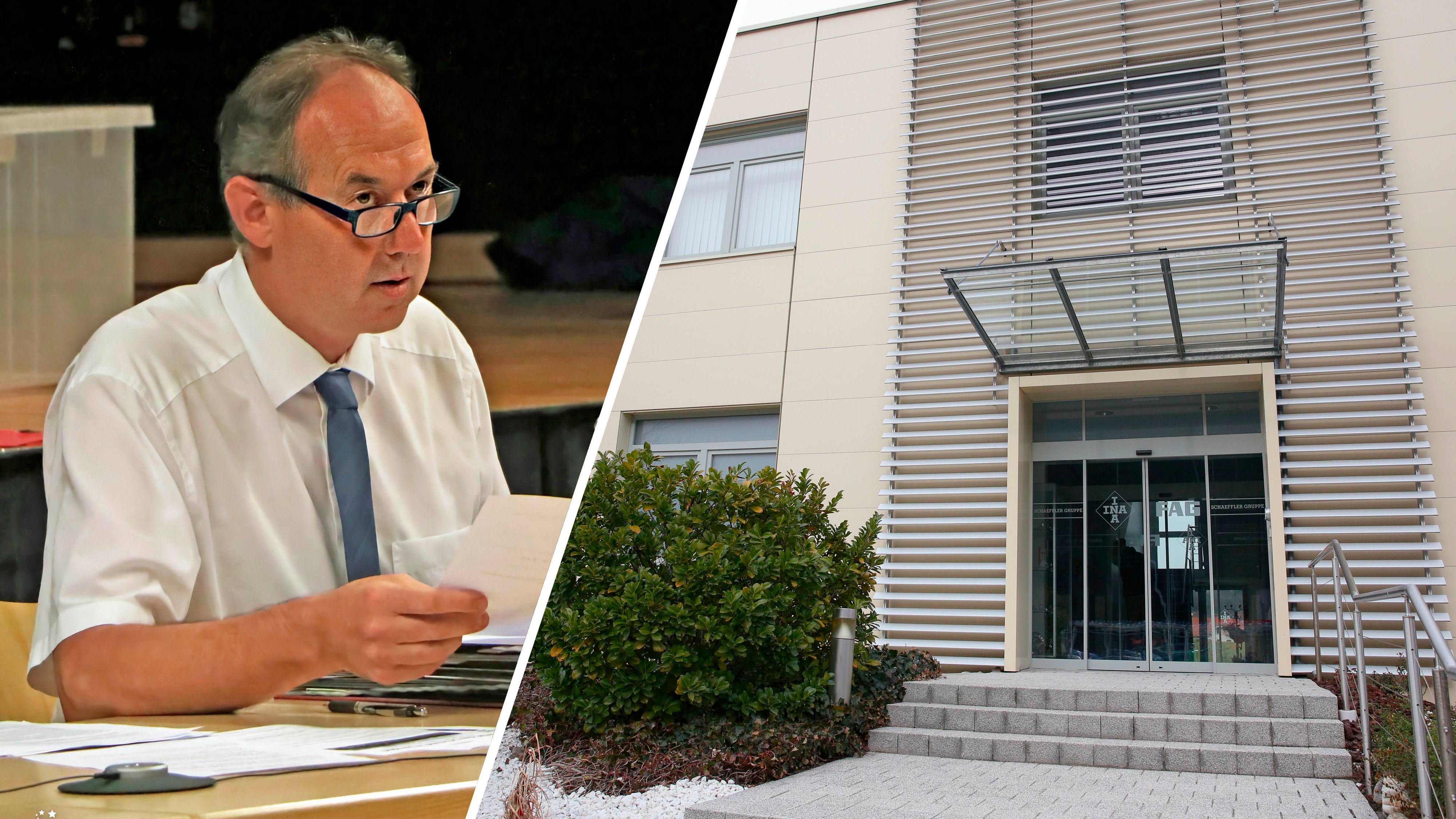 Bürgermeister Rumpler (l.), Schaeffler-Werk schließt