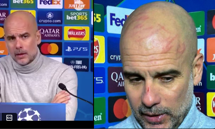 Guardiola mit Wunde und Kratzspuren im Gesicht