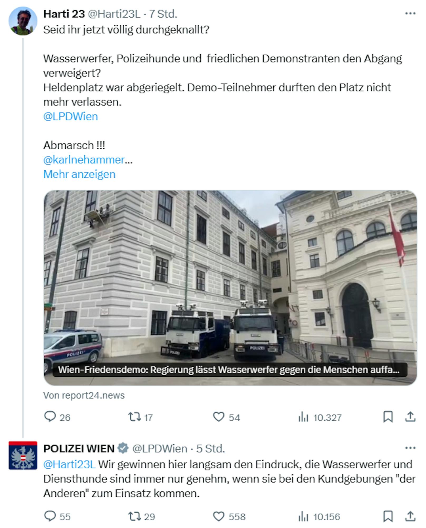 Scharfe Worte auf X: Die Wiener Polizei trat den digitalen Zündlern rund um die Pro-FPÖ-Demo am 30. November 2024 entschieden entgegen.