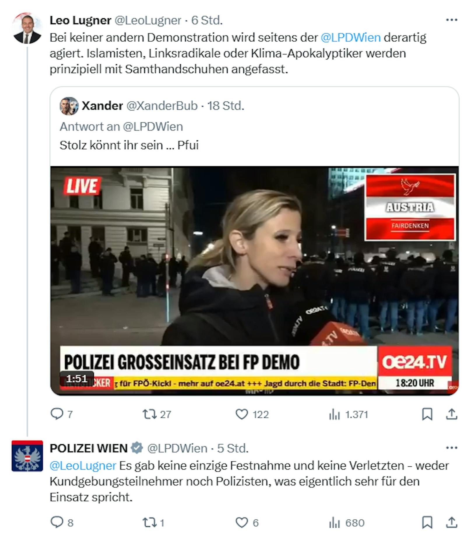 Scharfe Worte auf X: Die Wiener Polizei trat den digitalen Zündlern rund um die Pro-FPÖ-Demo am 30. November 2024 entschieden entgegen.