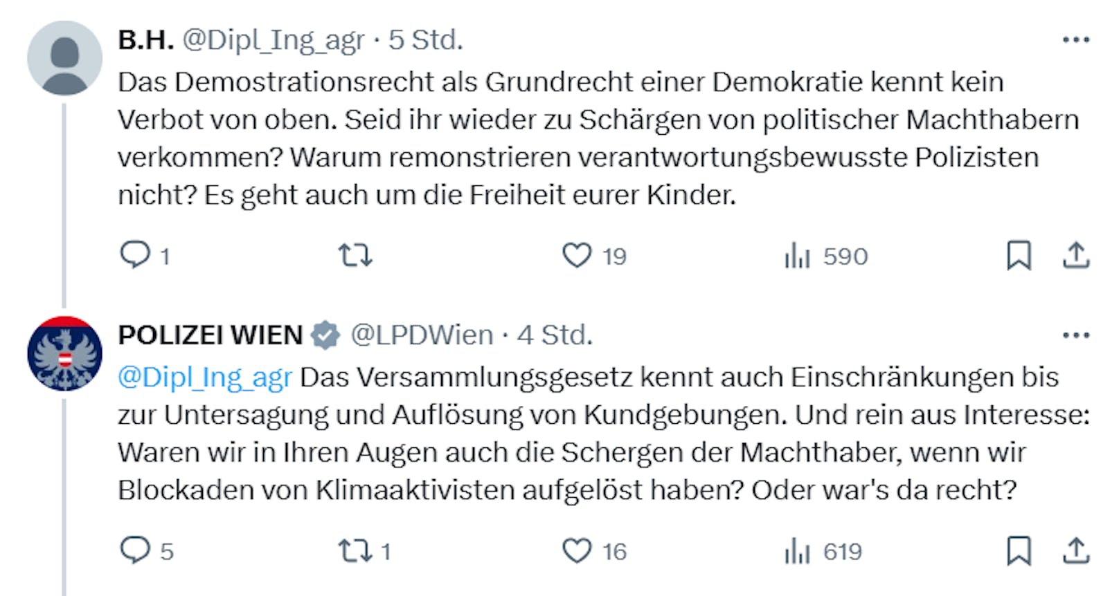 Scharfe Worte auf X: Die Wiener Polizei trat den digitalen Zündlern rund um die Pro-FPÖ-Demo am 30. November 2024&nbsp;entschieden entgegen.