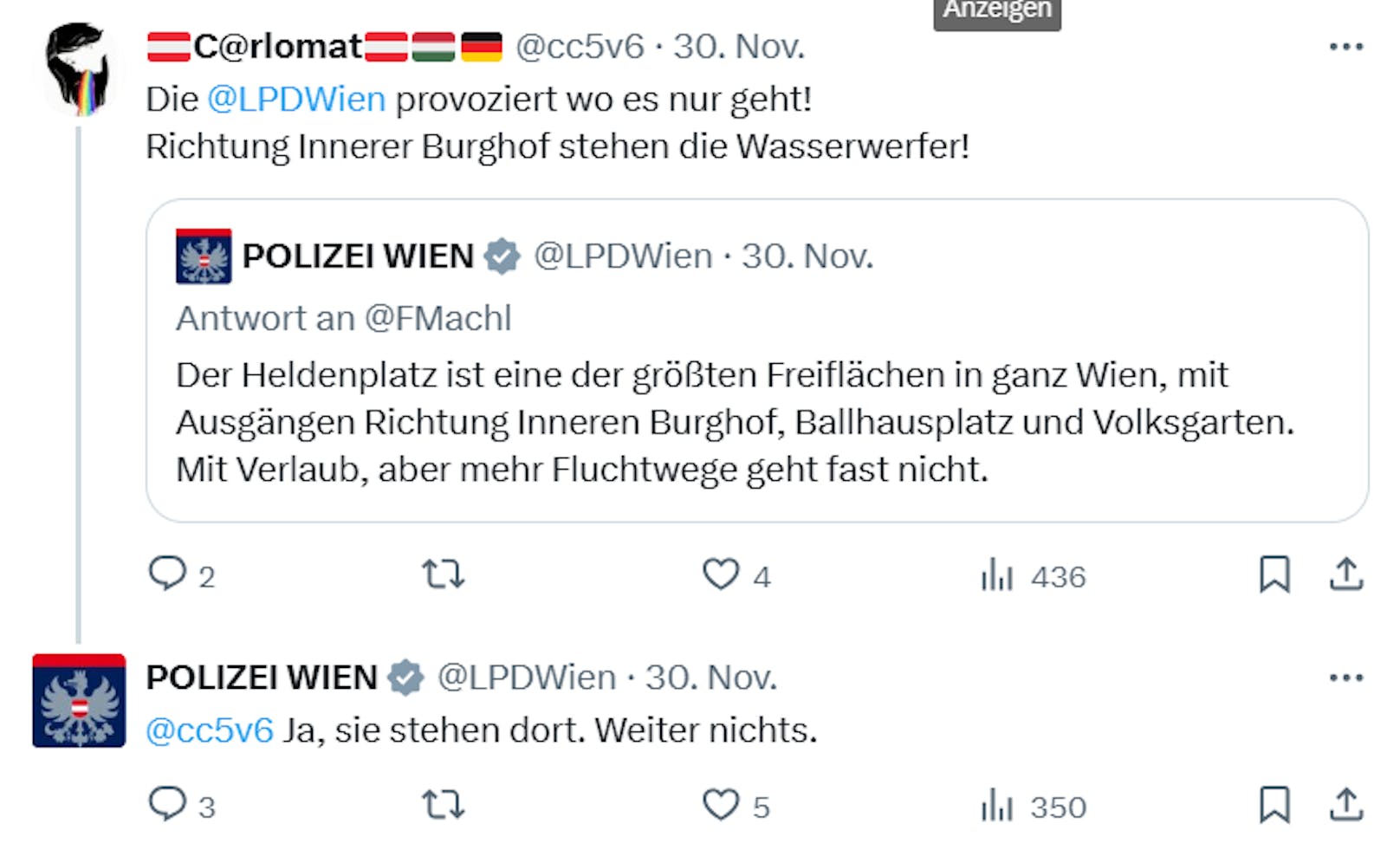 Scharfe Worte auf X: Die Wiener Polizei trat den digitalen Zündlern rund um die Pro-FPÖ-Demo am 30. November 2024 entschieden entgegen.