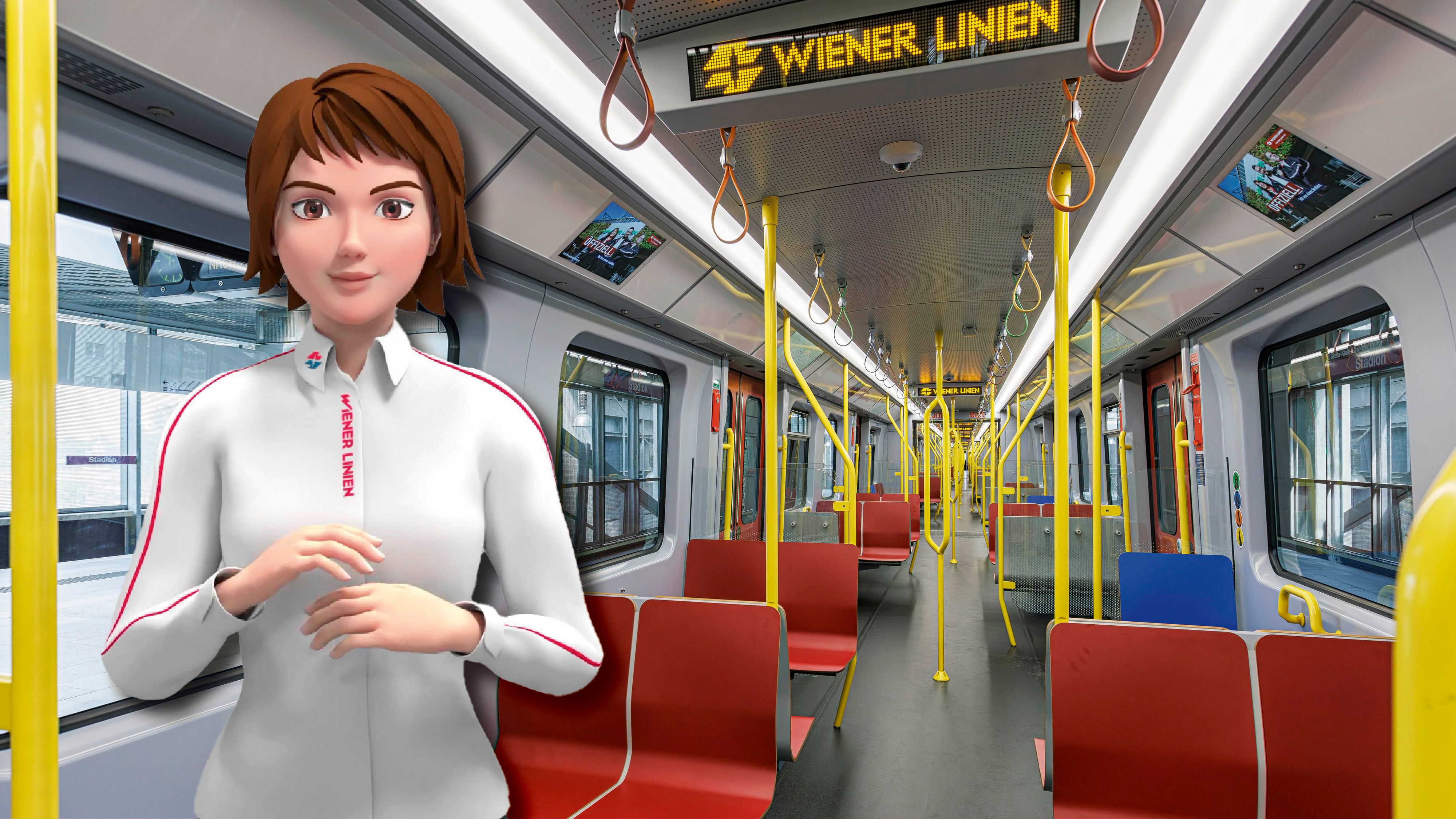 Avatar Iris übersetzt aktuelle Öffi-Störungen in Gebärdensprache.