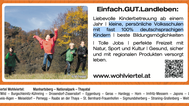 In dem Text werden Voksschulen mit "100 % deutschsprachigen Kindern" beworben