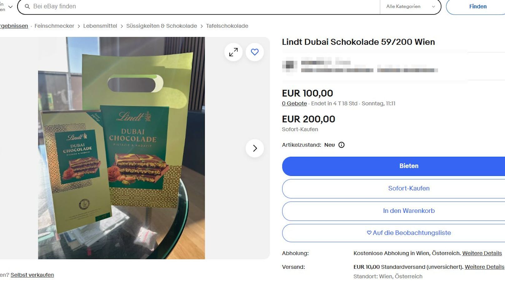 Streng limitierte Lindt-Dubai-Schokolade um 200 Euro