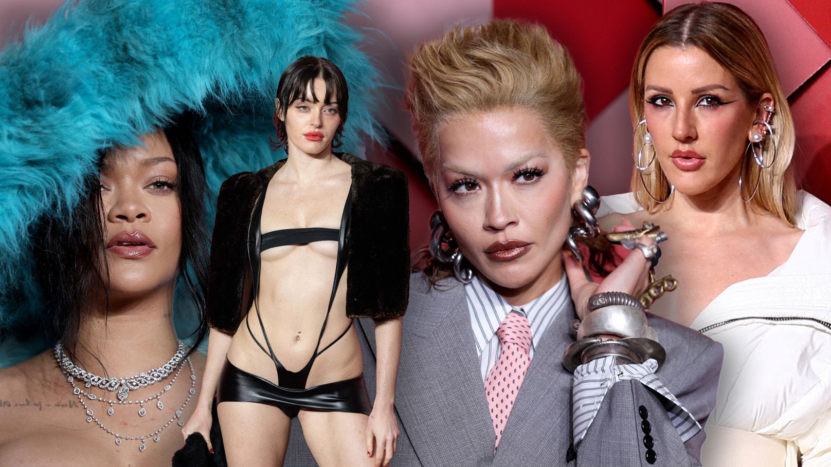 Rihanna, Mathilda Mace, Rita Ora und Ellie Goulding bei den 