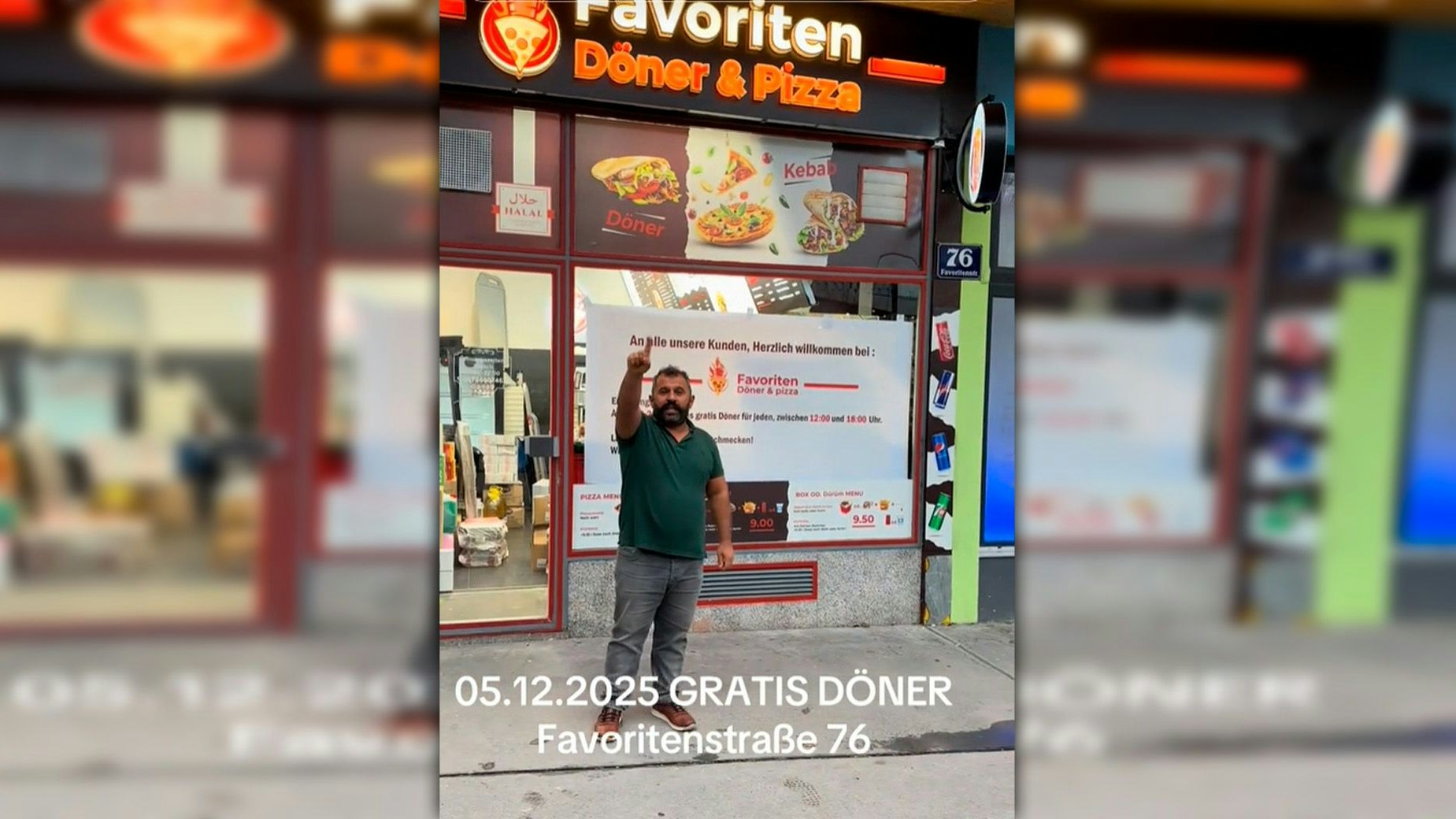 Mehmet Usta kündigt Gratis-Döner-Aktion an.