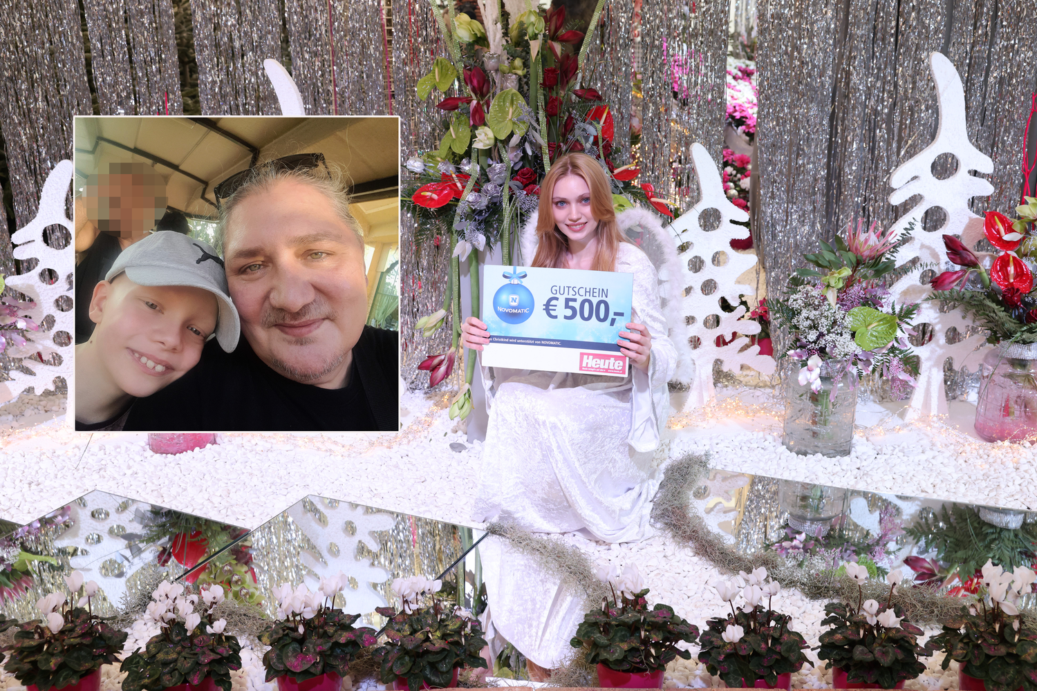 Das Christkind beschenkt Amon (l.), der nach dem Verlust seiner Mutter alleine mit Papa Guido (r.) lebt.