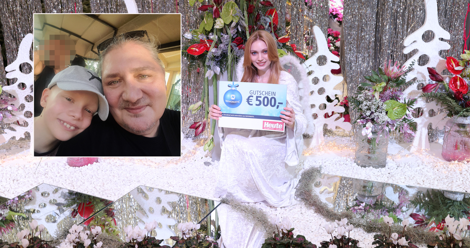 Das Christkind beschenkt Amon (l.), der nach dem Verlust seiner Mutter alleine mit Papa Guido (r.) lebt.