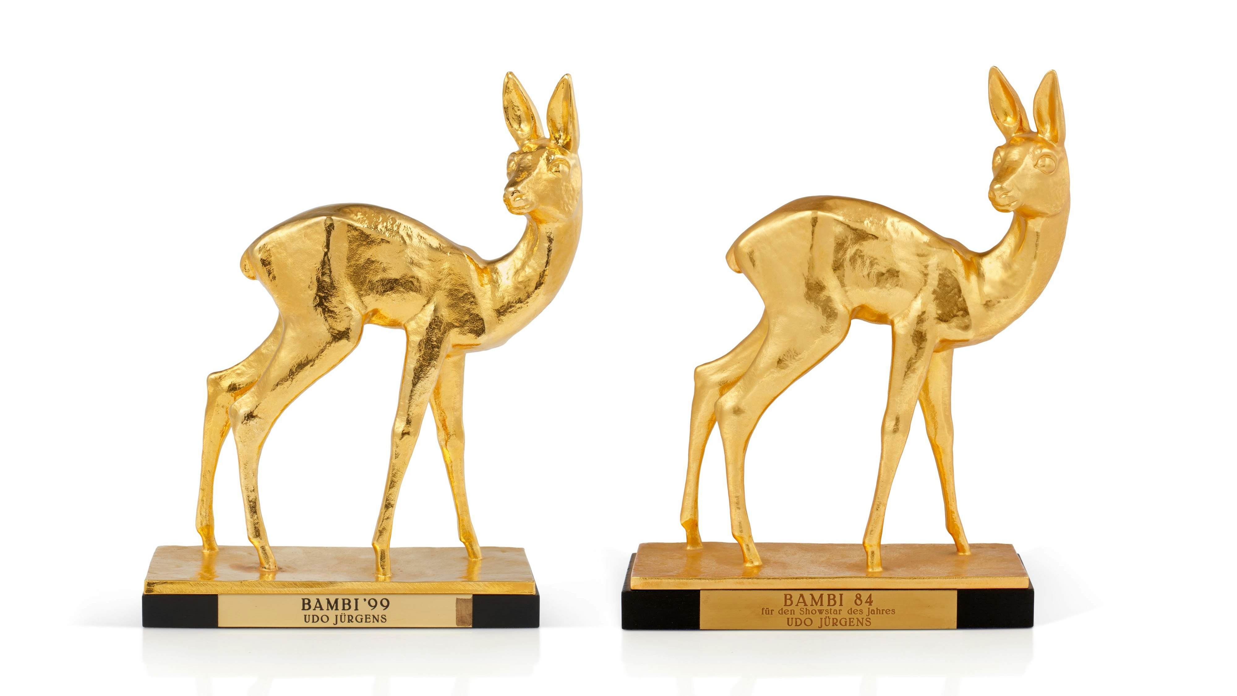 Zwei Bambi-Preis-Trophäen aus den Jahren 1984 und 1999. Schätzpreis: 5.000 – 7.000 Euro