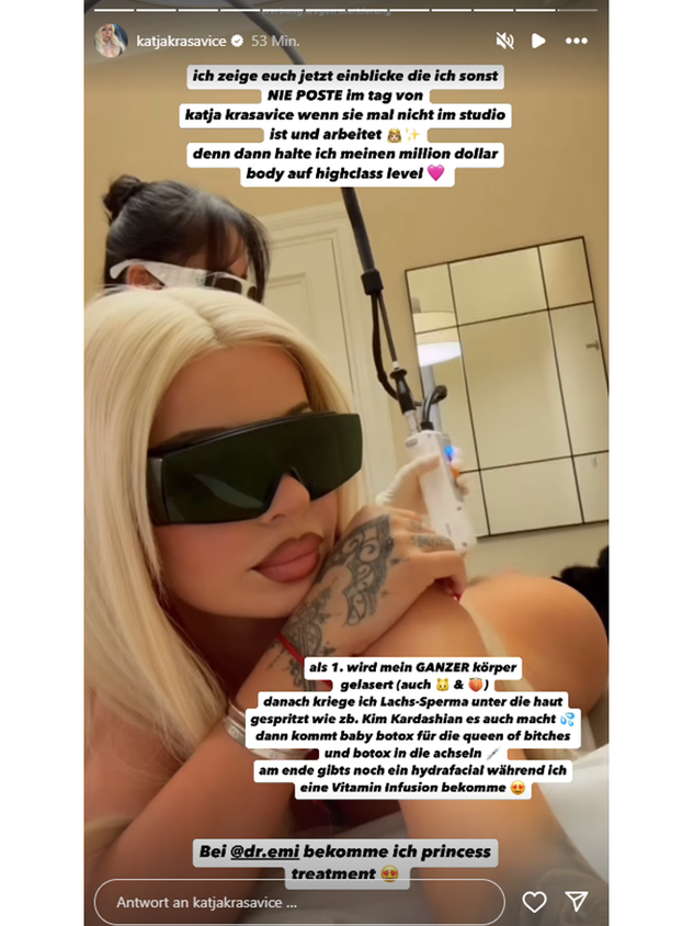 Katja Krasavice lässt es sich gut gehen.