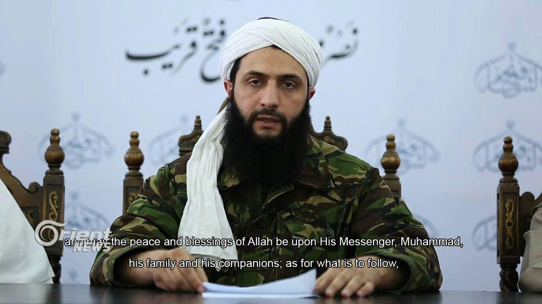 Abu Muhammad al-Dschawlani in einer Aufnahme vom Juli 2016, damals war der Chef der radikalten al-Nusra Front