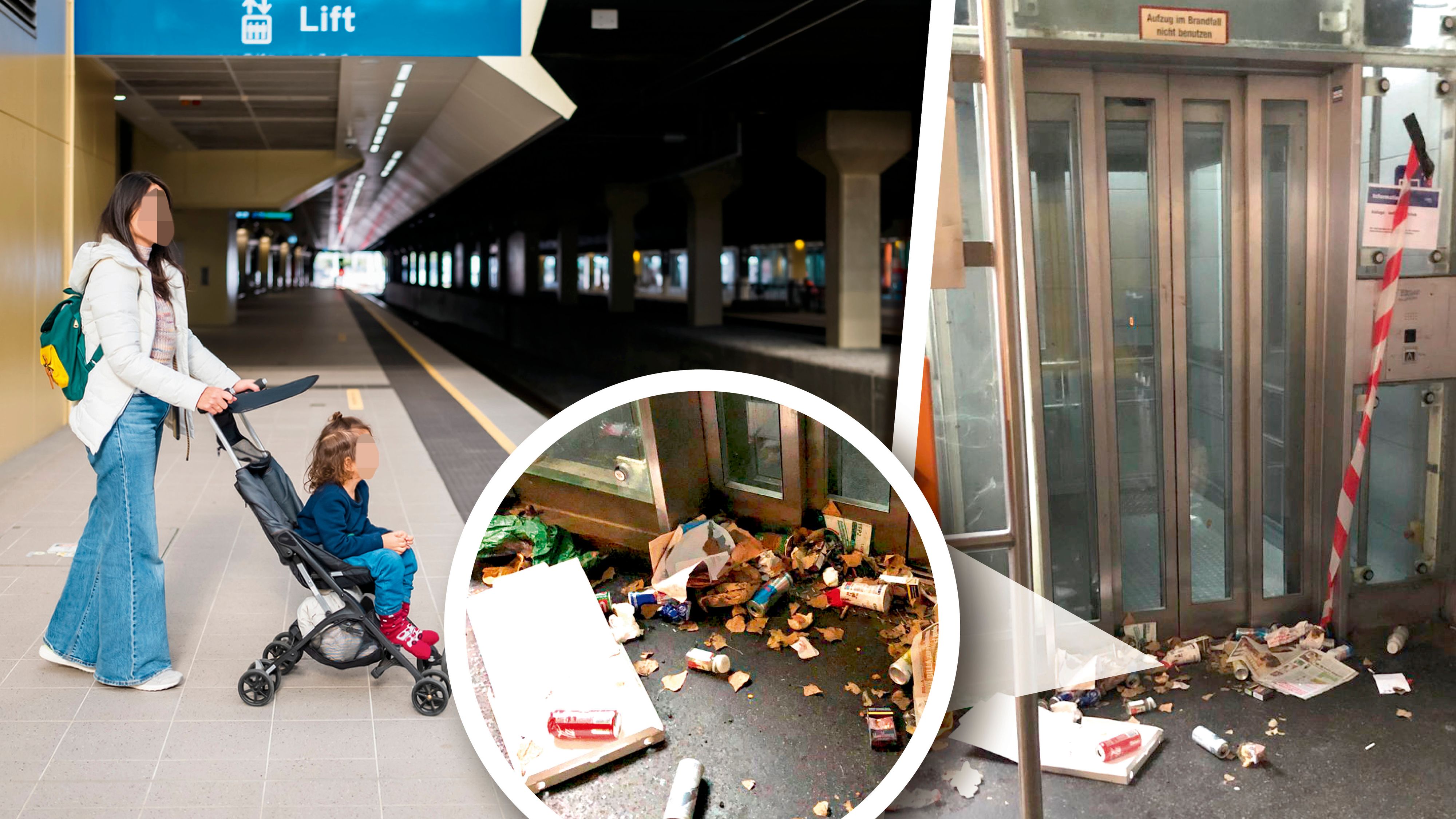 Lift kaputt, davor nur Müll: Eine <em>