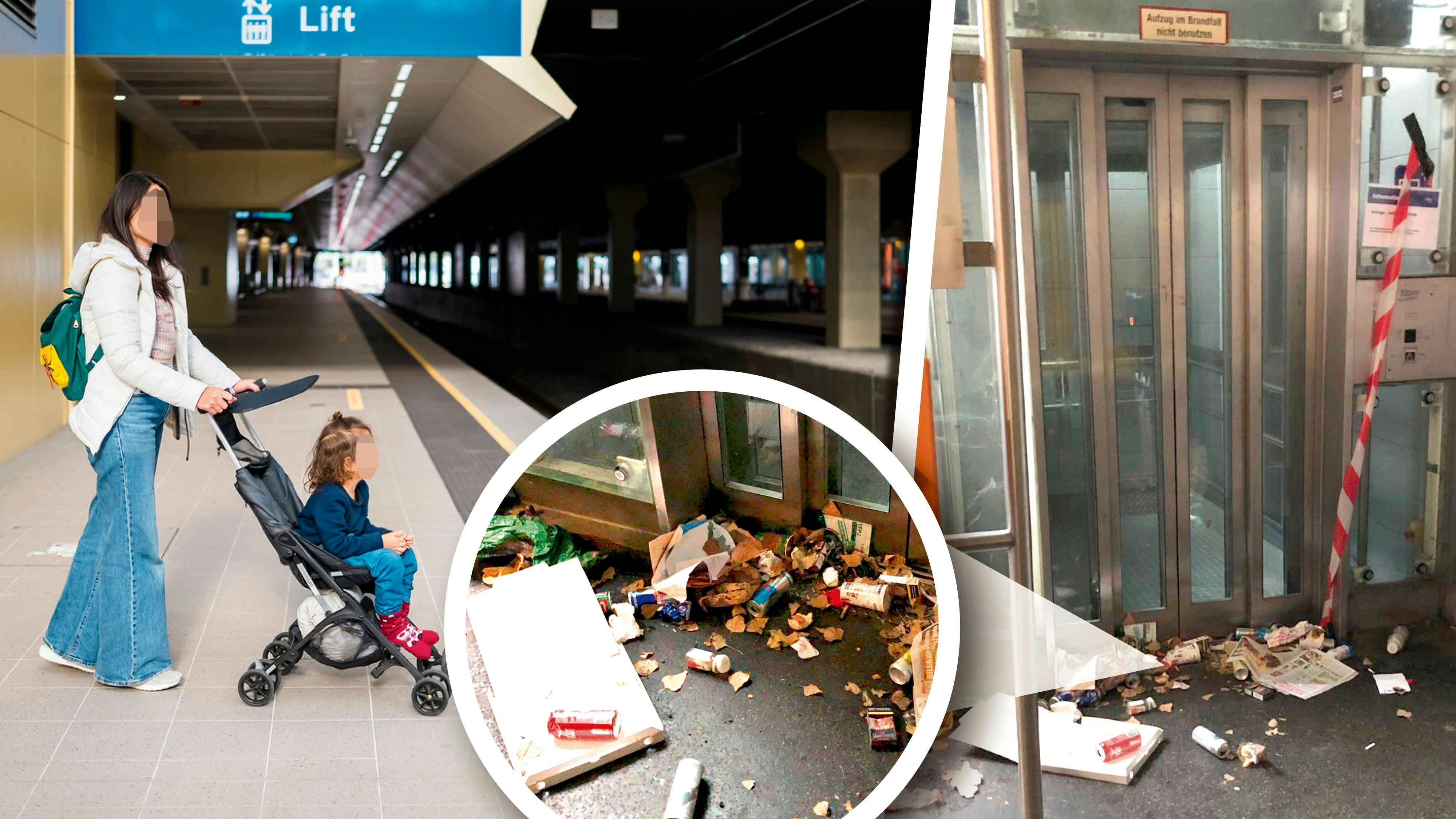 Lift kaputt, davor nur Müll: Eine "Heute"-Leserin fordert die ÖBB dringend zum Handeln auf.