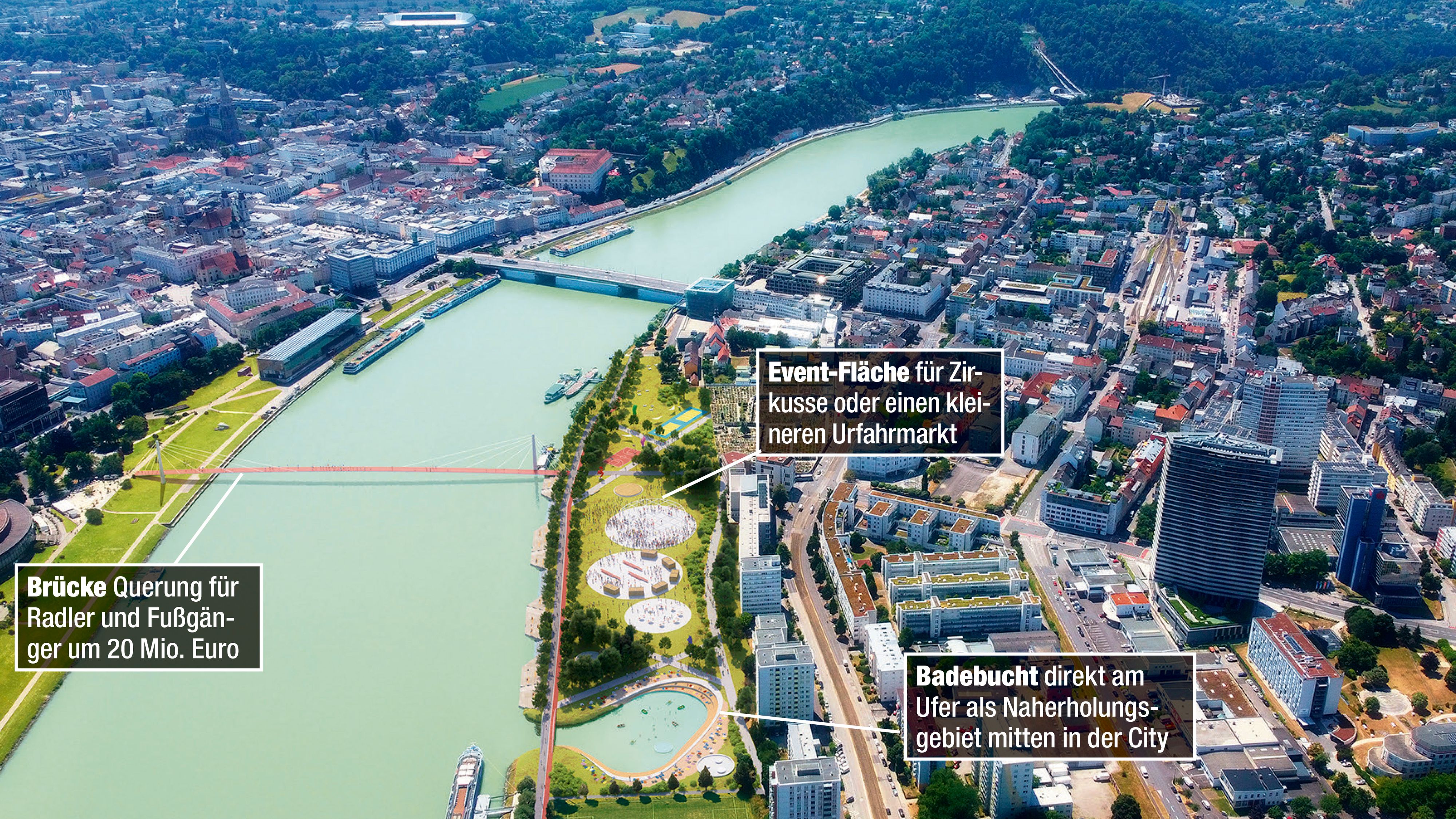 Der Uferbereich in Urfahr könnte bald völlig anders aussehen.