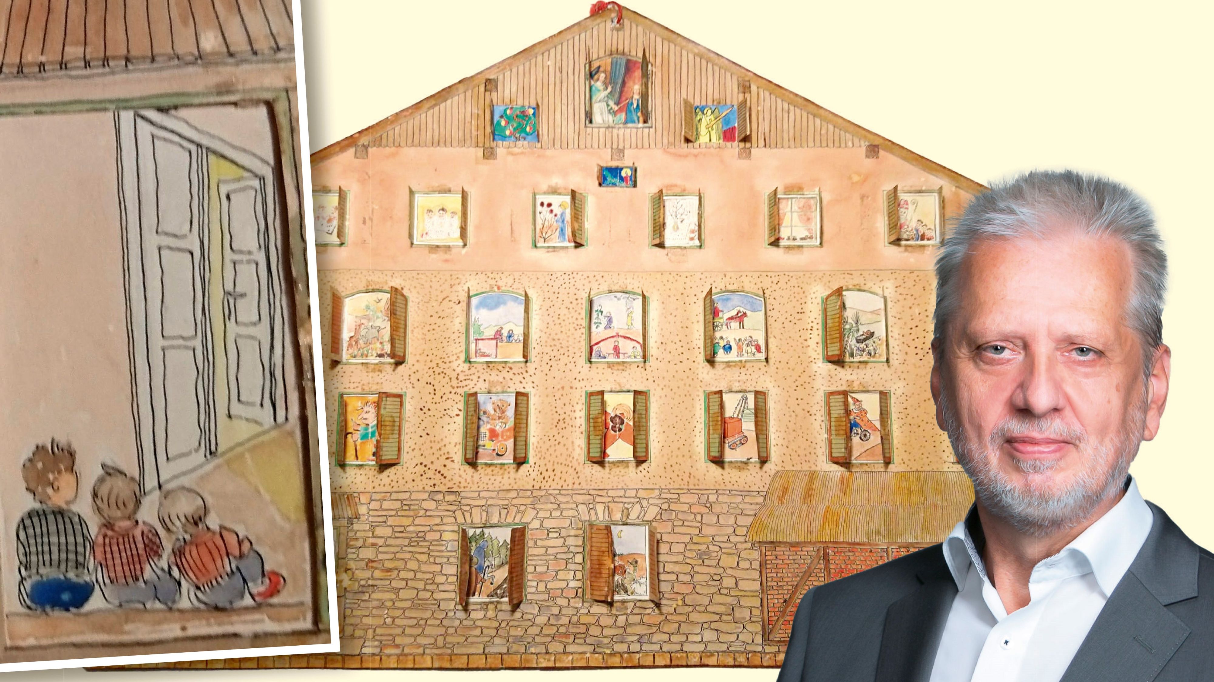 Johannes Dauth (68) und seine Brüder (gemeinsam als Kinder im Bild links) bekamen den Adventkalender 1958 von ihrem Vater.