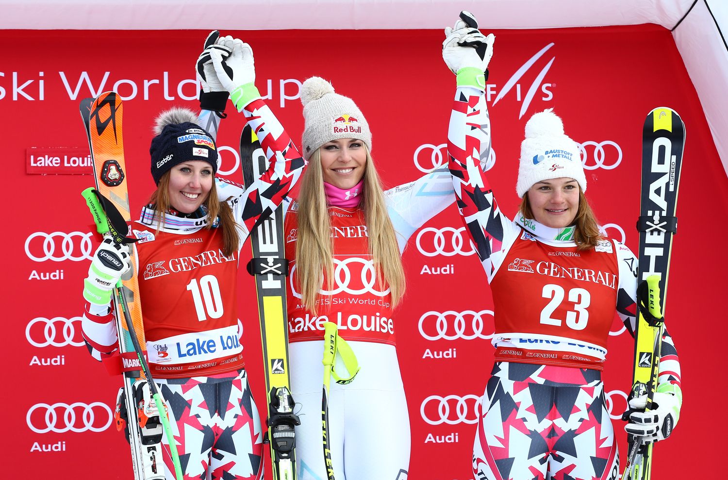 Hütter und Vonn gemeinsam am Podium