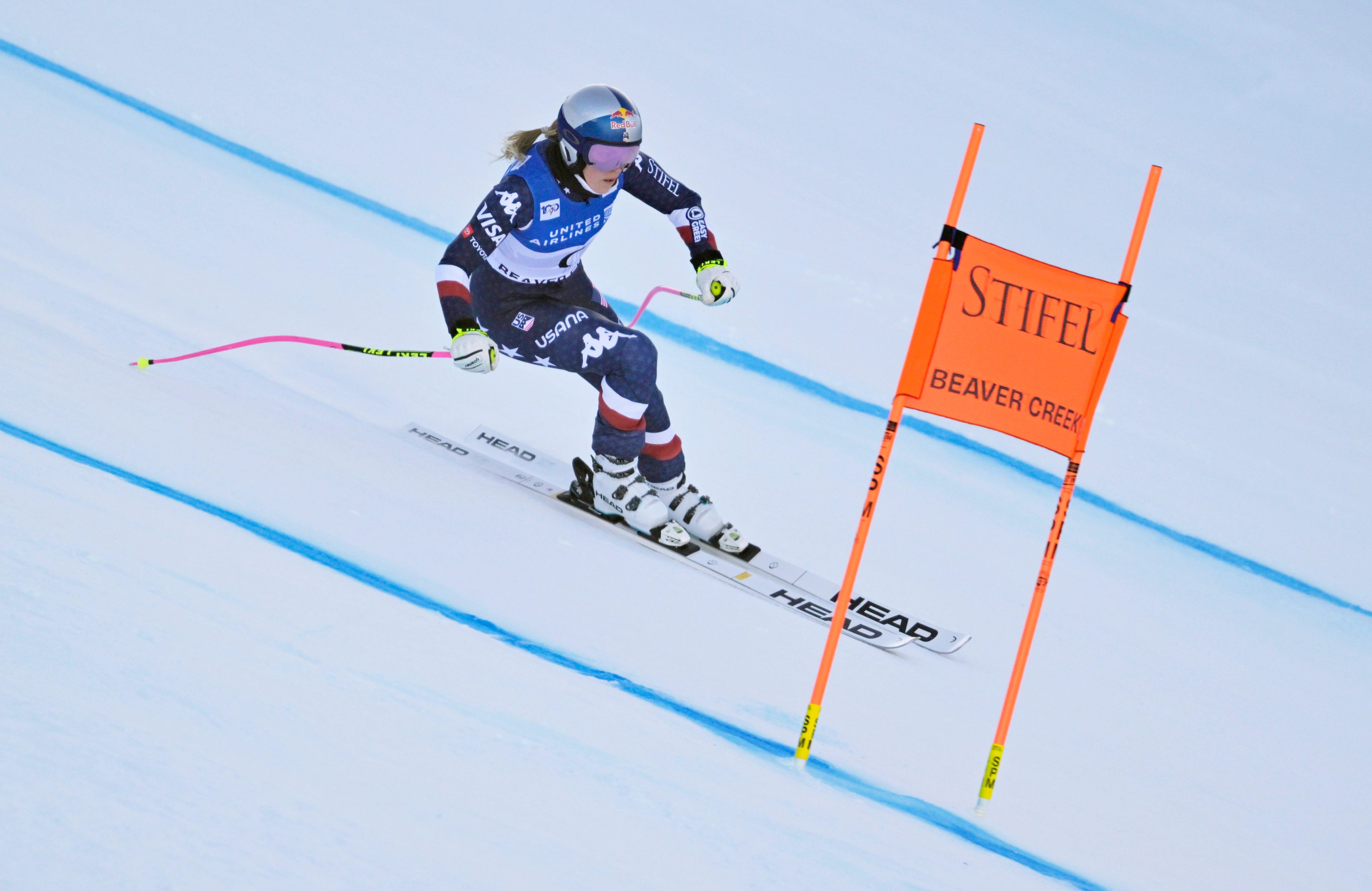 Lindsey Vonn startet im Abfahrtstraining als Vorläuferin. 