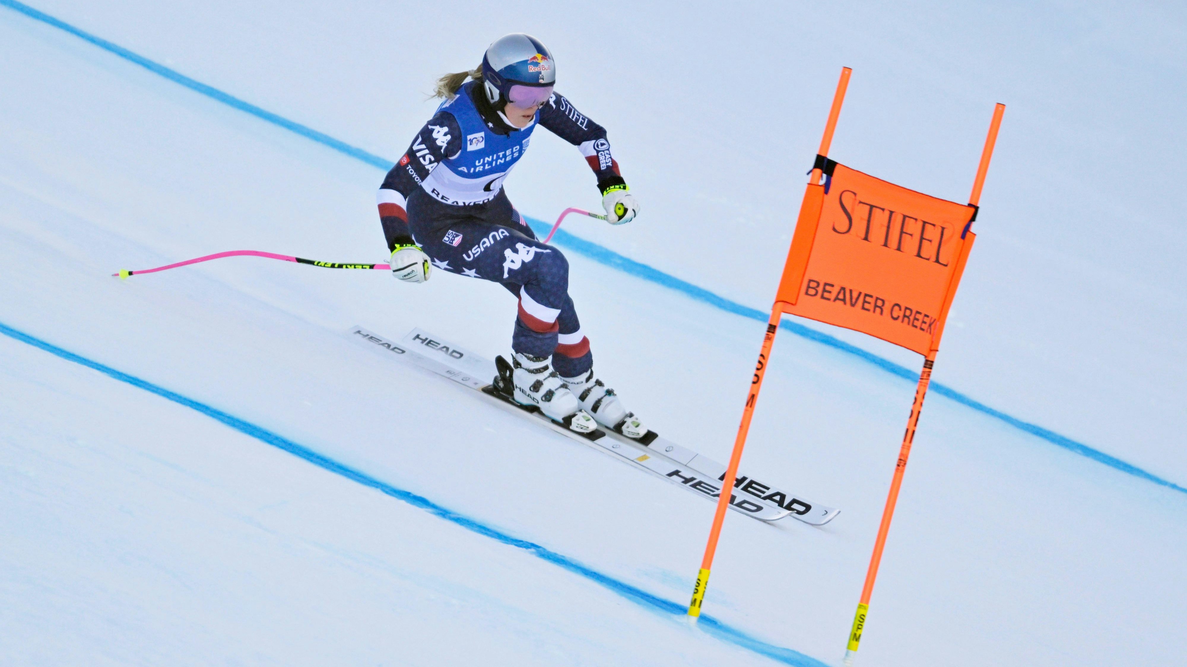 Lindsey Vonn startet im Abfahrtstraining als Vorläuferin. 