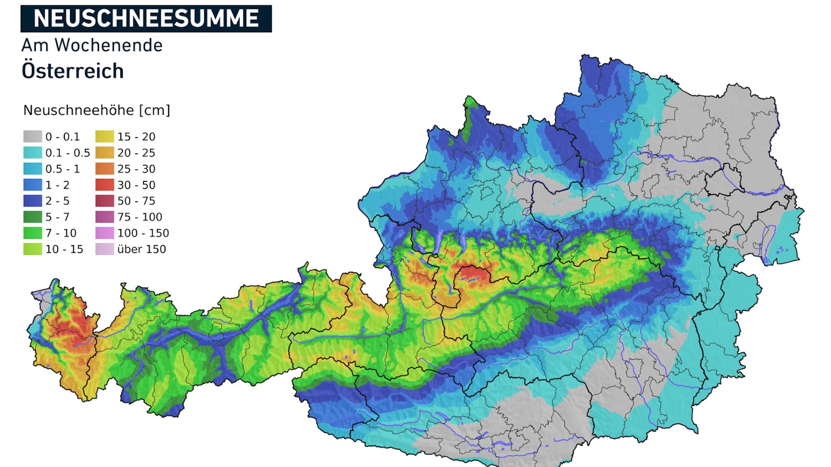 Die Neuschneesumme an diesem Wochenende.