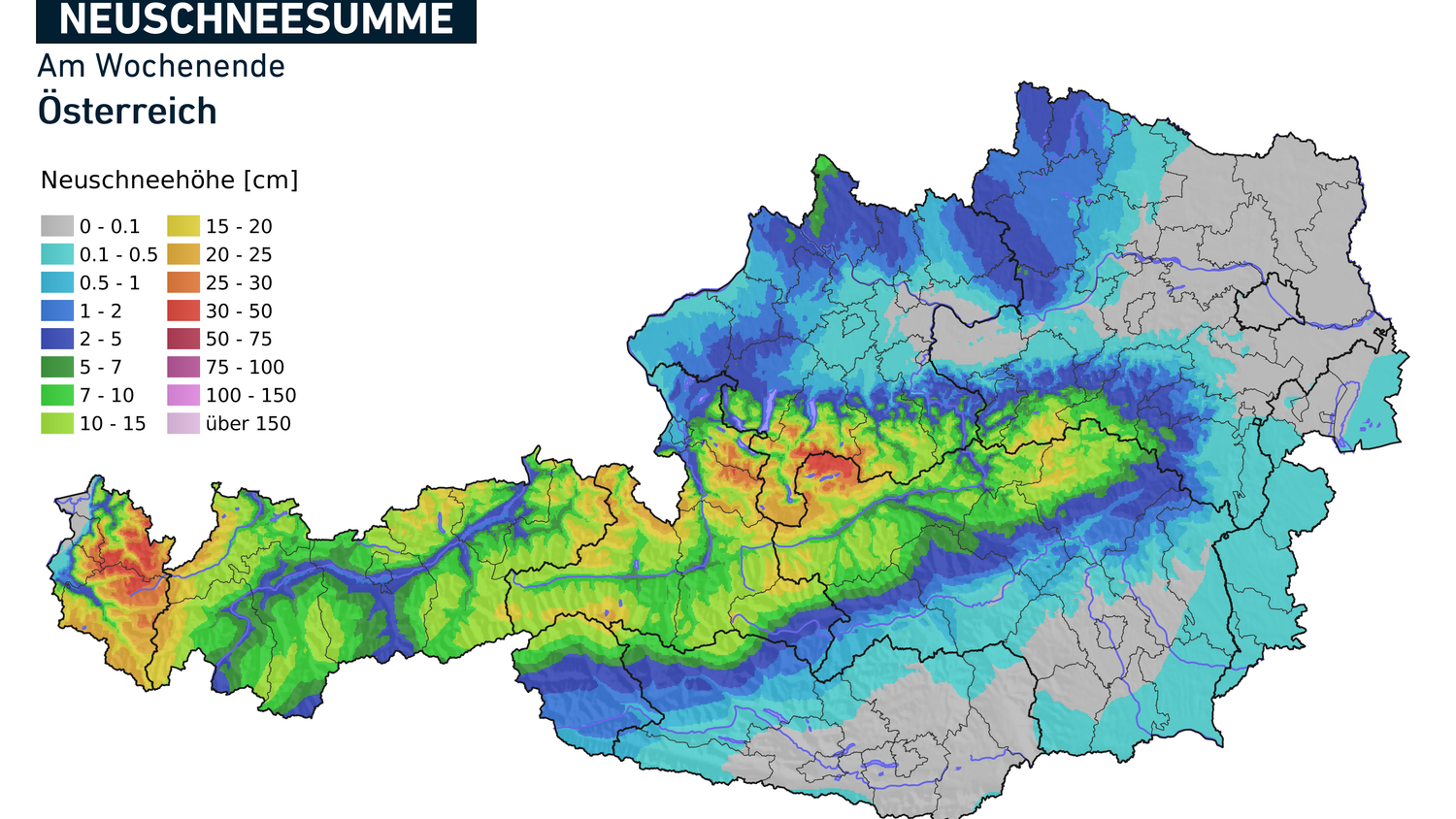 Neuschneesumme am Wochenende