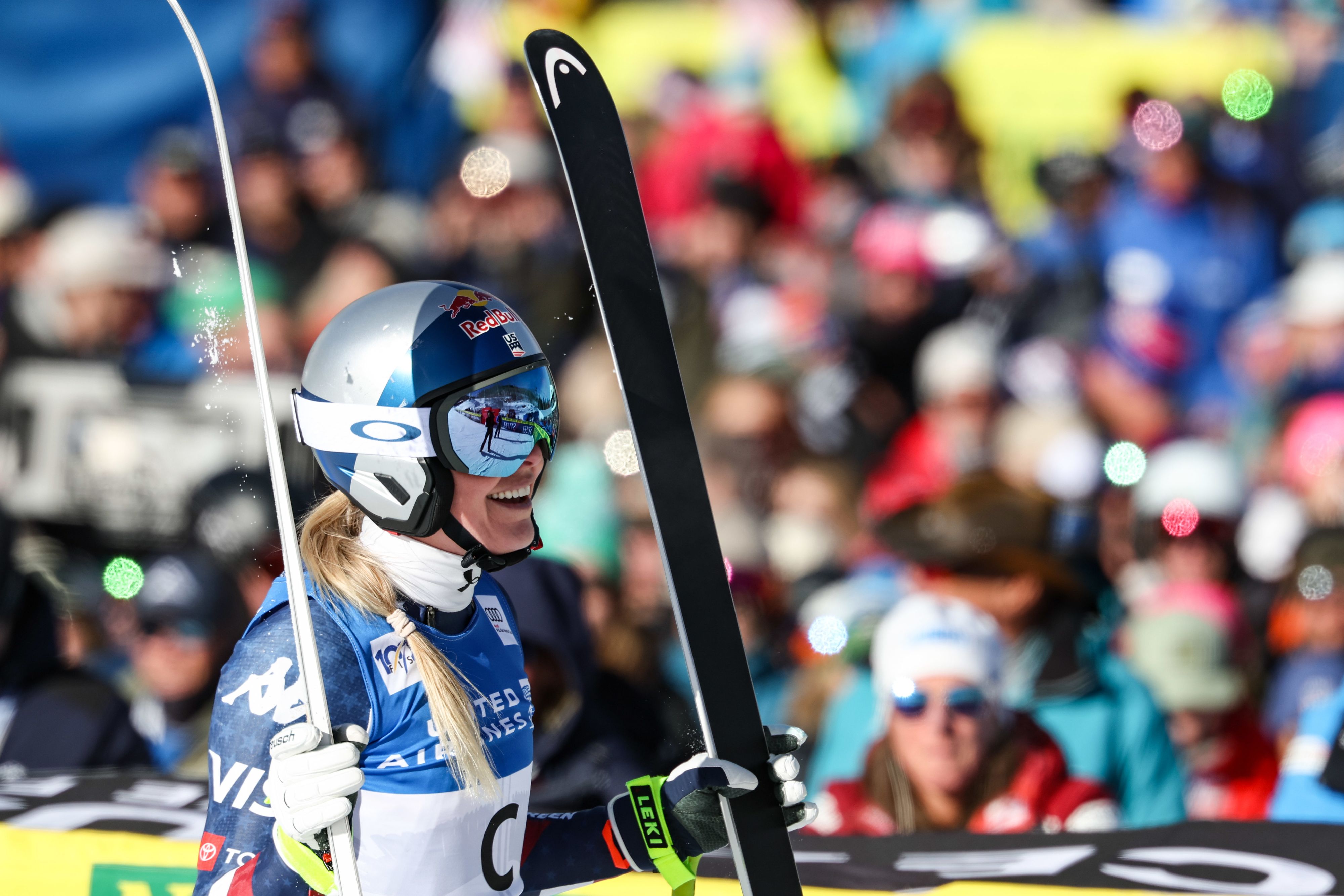 Lindsey Vonn strahlte nach ihrem Abfahrtslauf.
