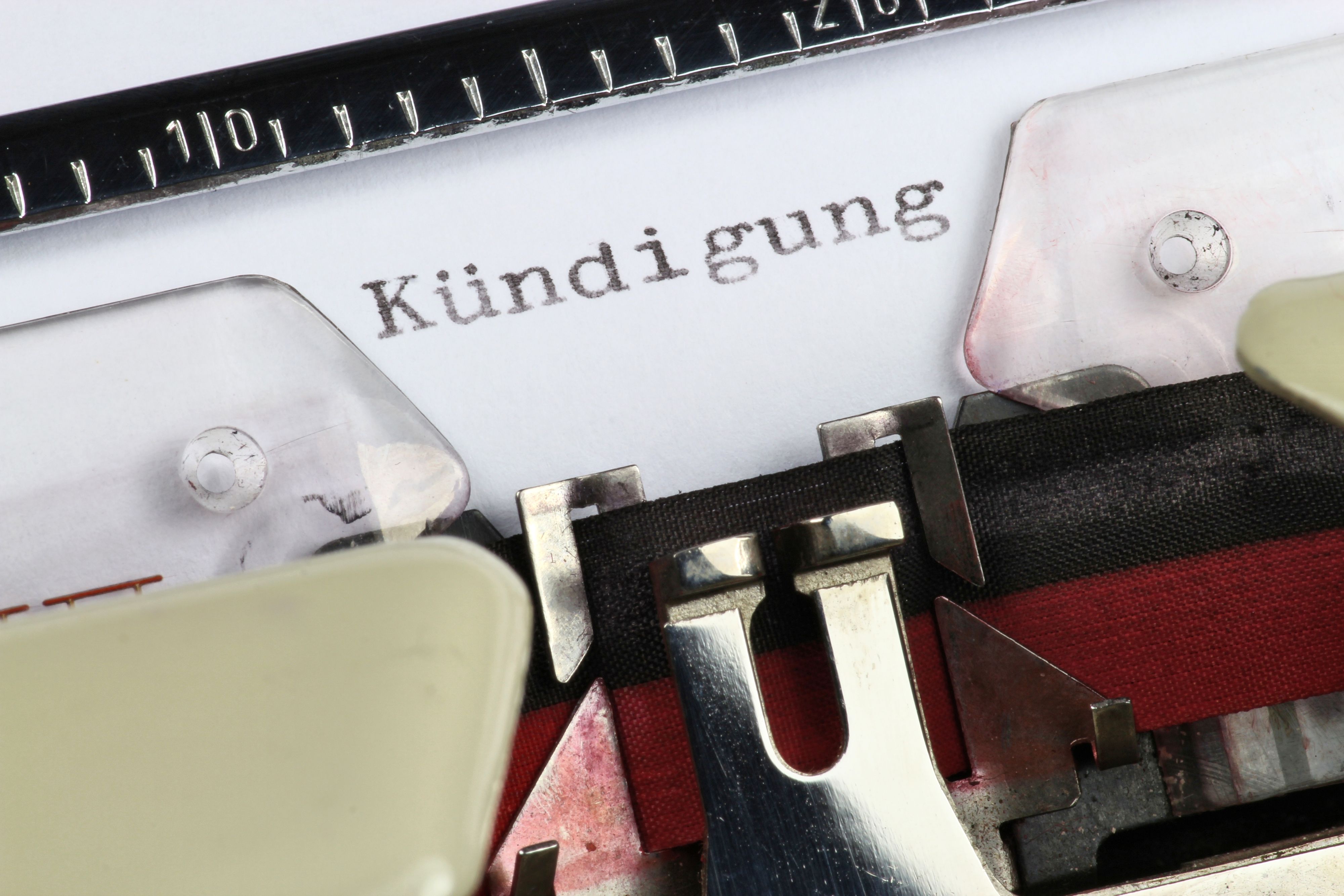 Kündigung (German word for termination) written with old typewriter